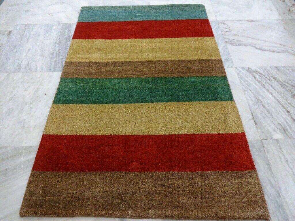 Gabbeh Teppich Handgeknüpft 100% Wolle Rot Gold Orientteppich 118X183 CM M83