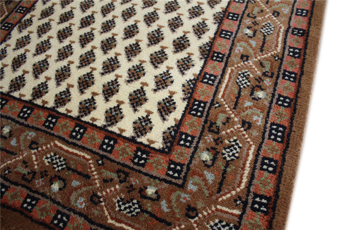 Teppich Orient Läufer beige  Mir 75x270 cm 100% Wolle Handgeknüpft - Rabatt