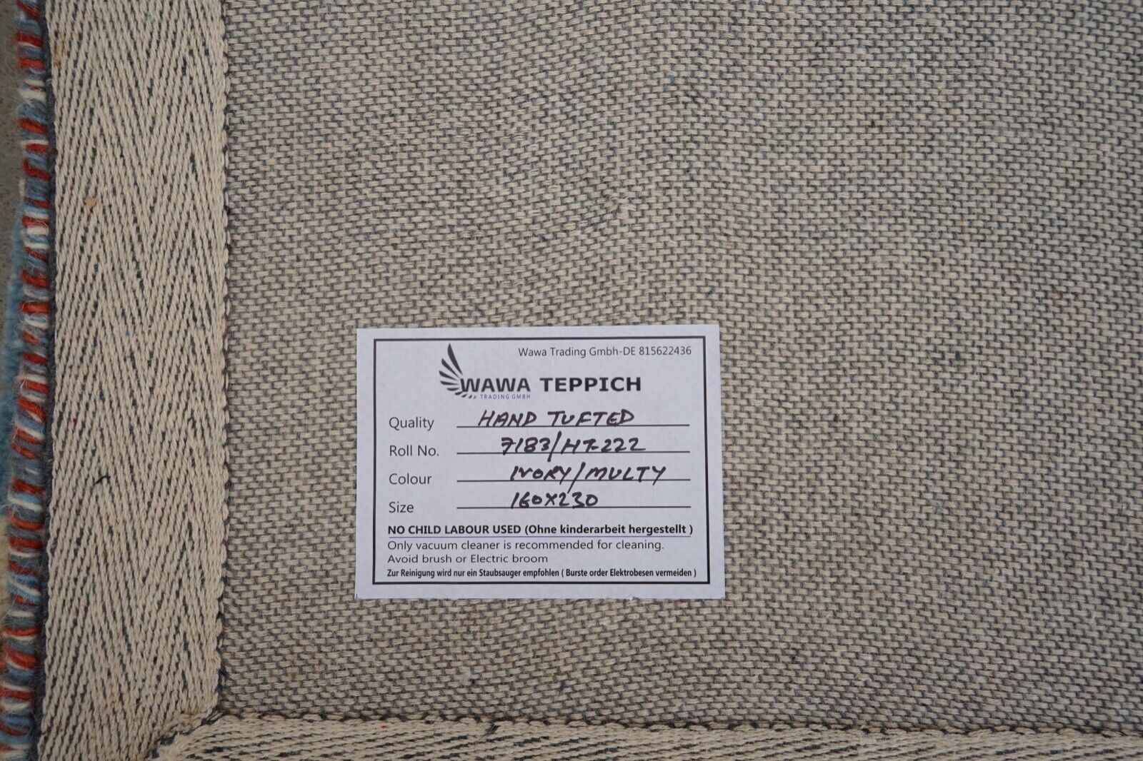 Teppich 100% Wolle Beige Braun Blau 160X230 cm Orientteppich Handgetuftet HT222u