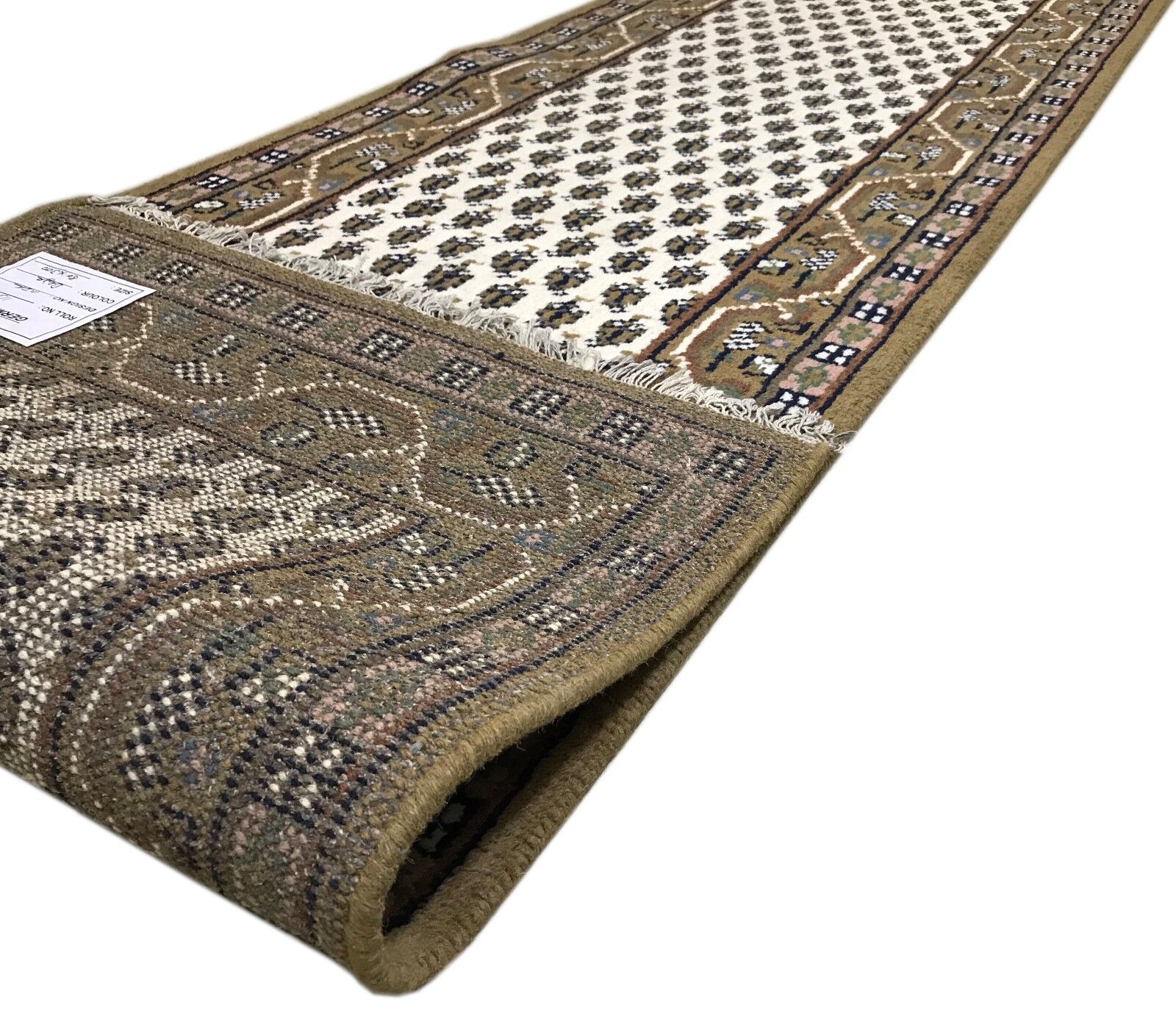 Teppich Orient Läufer beige  Mir 75x270 cm 100% Wolle Handgeknüpft - Rabatt