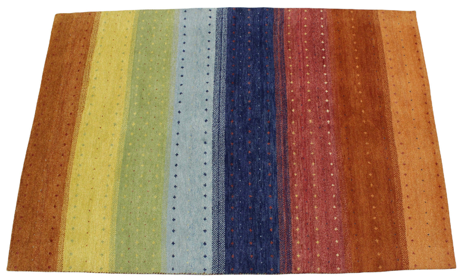 Koberec Gabbeh 100% vlna oranžová červená modrá zelená zlatá ručně vázaný 167x242 cm WR53