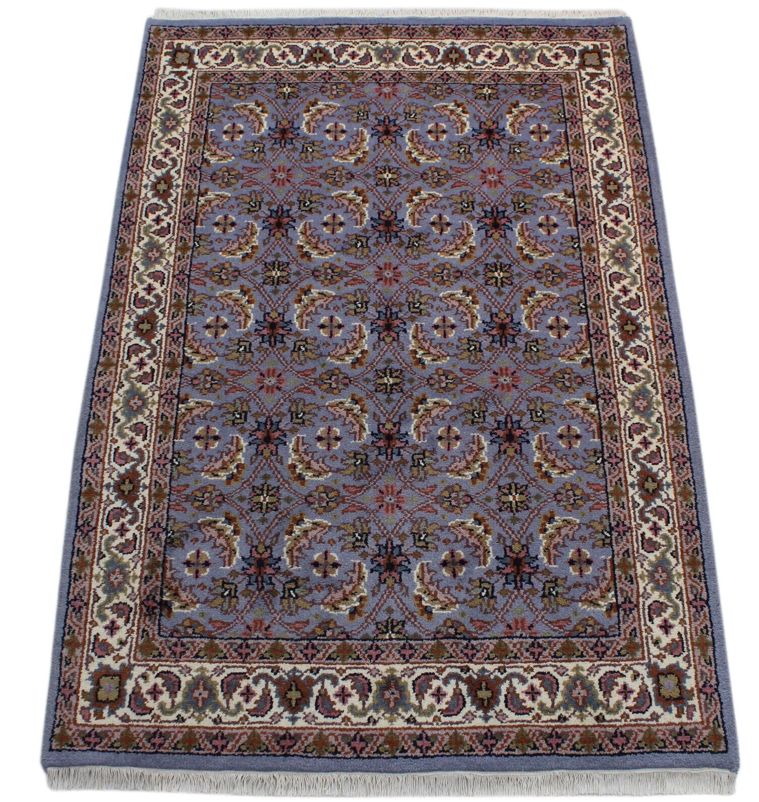 Blau Teppich Wolle Handgeknüpft Orientteppich 100% Schurwolle 120X180 cm D10