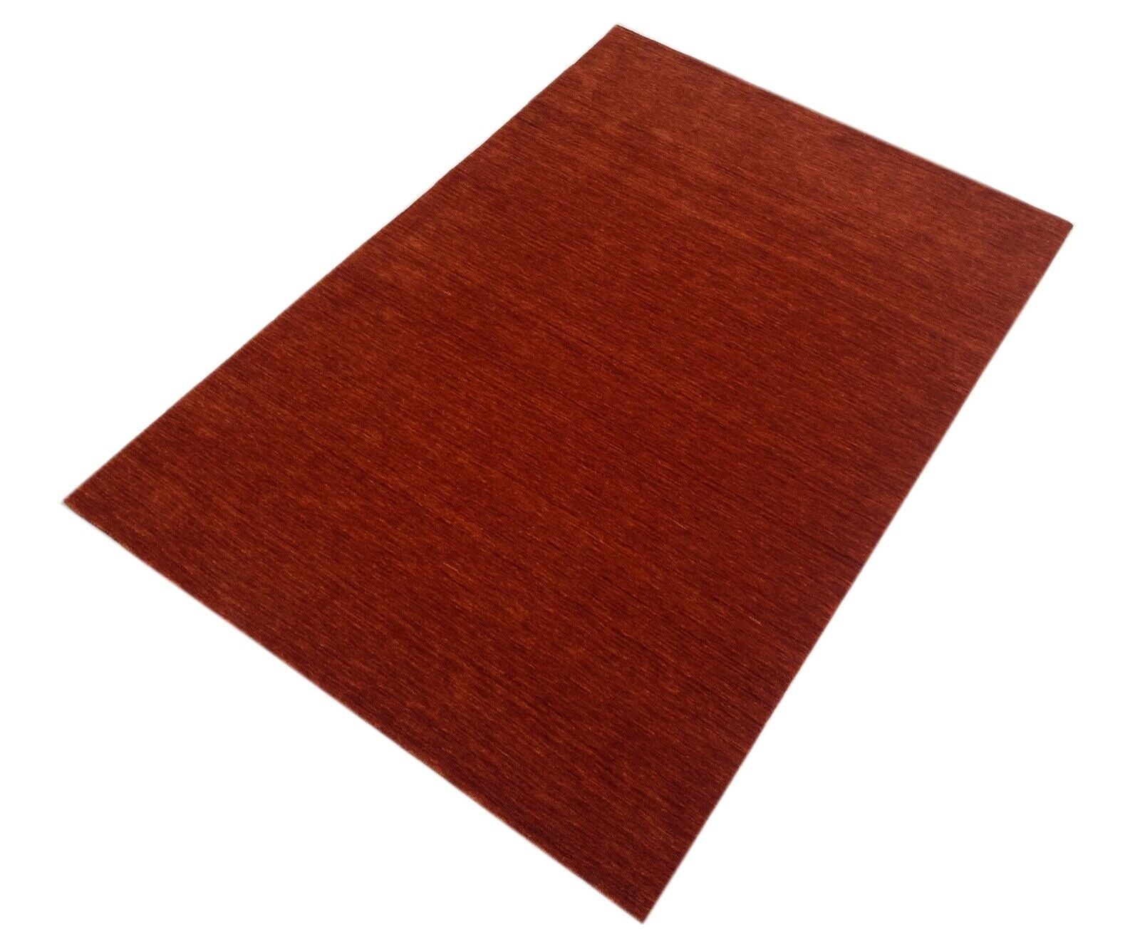 Rot Teppich 100% Wolle 170x240 cm Orange Handgewebt einfarbig gefärbt WR135