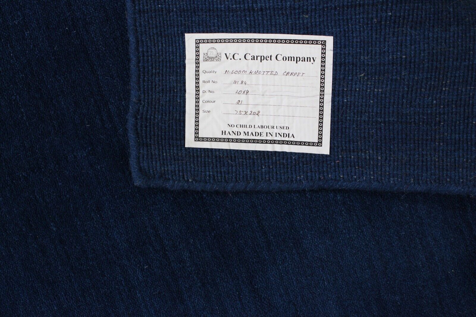 Blau Brücke 100% Wolle 75X200 cm Handgewebter Teppich Orientteppich C21