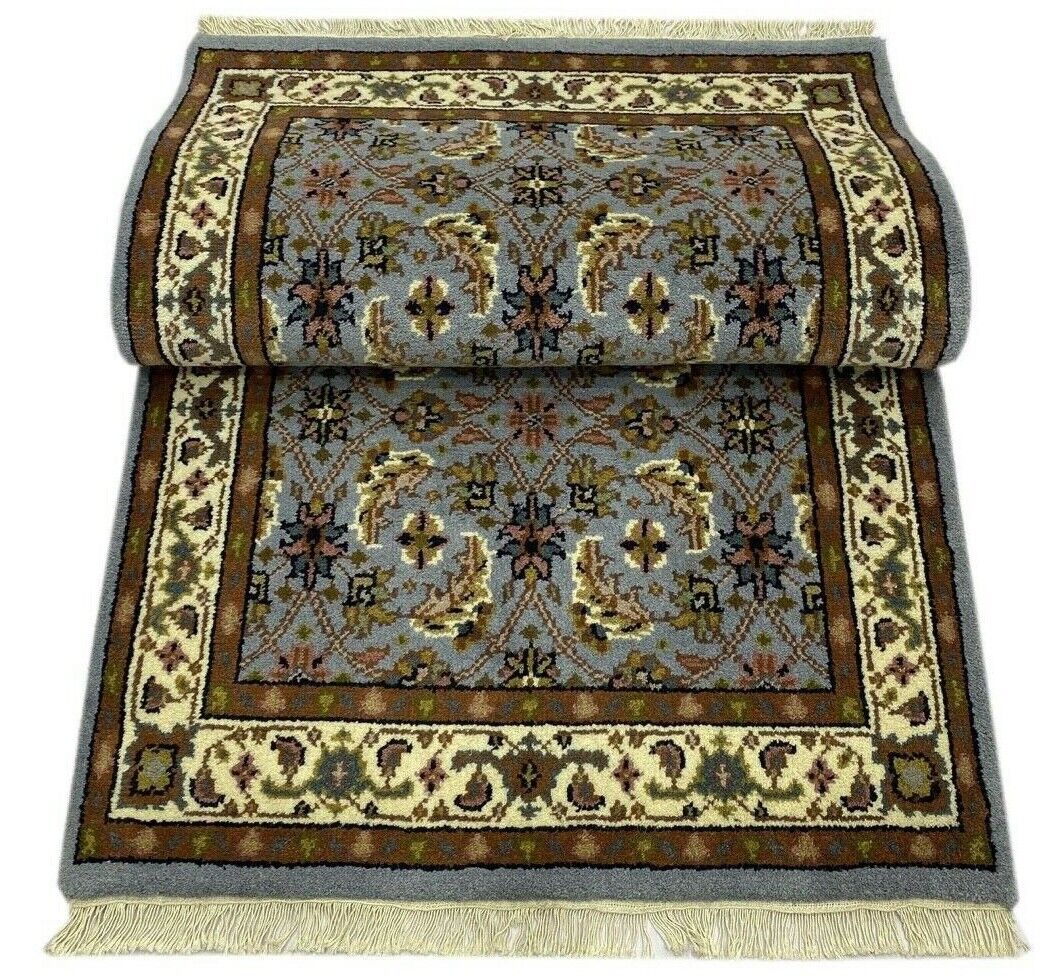 Hell Blau Teppich Wolle Handgeknüpft Orientteppich 100% Schurwolle 90X170 cm D10