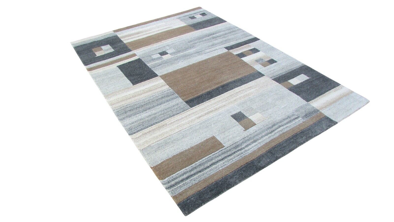 Nepal Teppich Handgeknüpft Braun Beige 100% Wolle Orientteppich 160x224 cm N-83