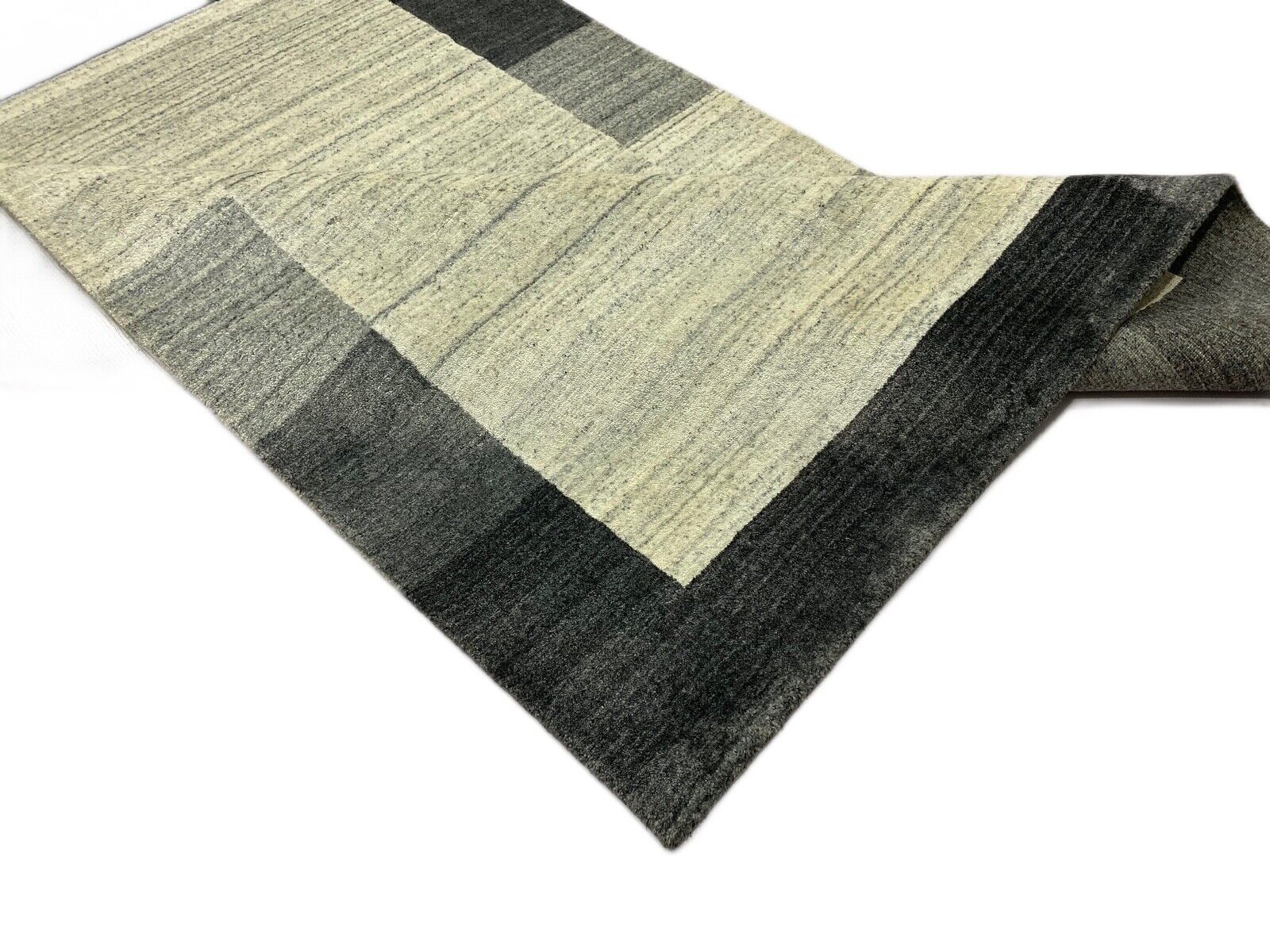 Teppich 100% Wolle Grau Beige Gabbeh lori Handgewebt 120x180 cm dp Garn S21