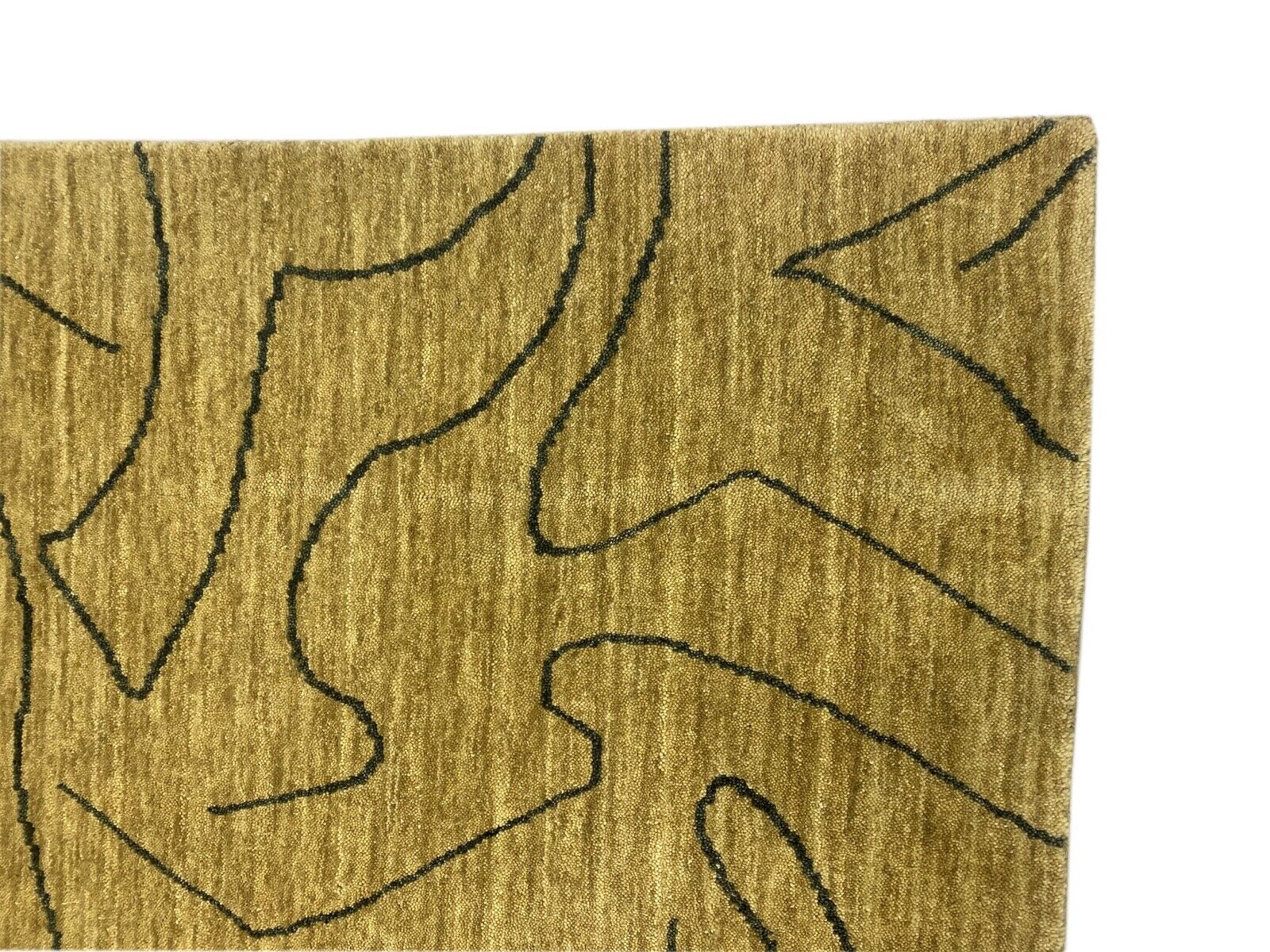 Gabbeh Teppich Gold Beige 100% Wolle 142x195 cm Handgewebt Lori WR65