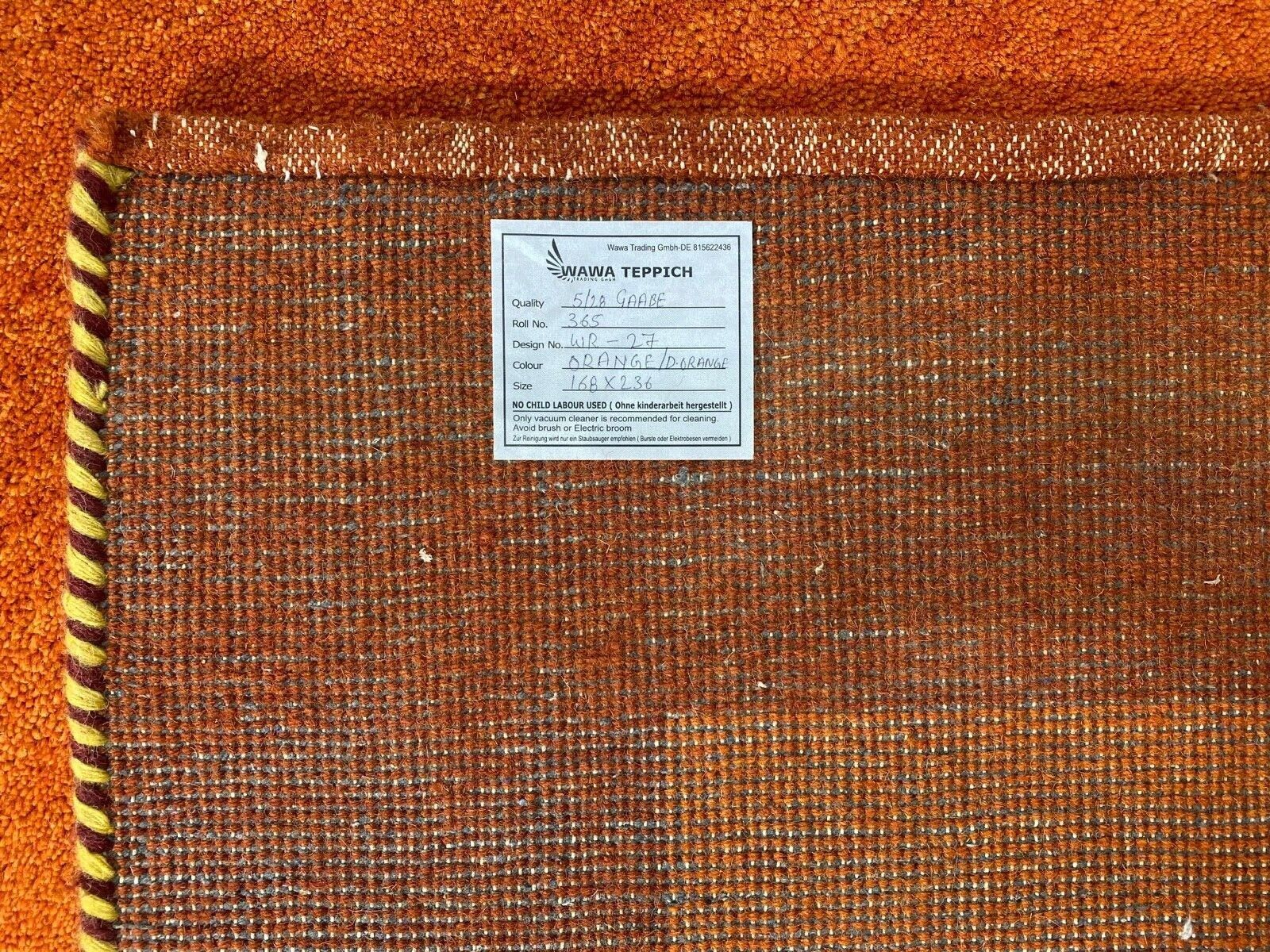 Preproga Gabbeh, 100 % volna, oranžna, ročno vozlana, 168 x 236 cm, WR27