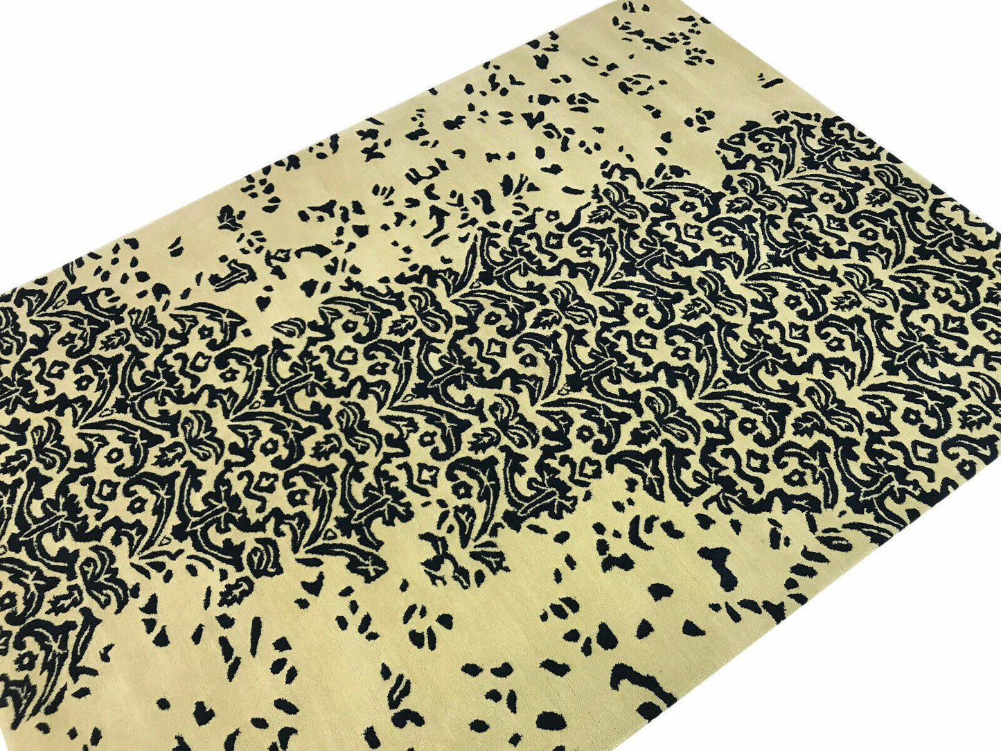 Beige Blau Teppich 100% Wolle 160X230 CM Orientteppich Handgetuftet Debbich