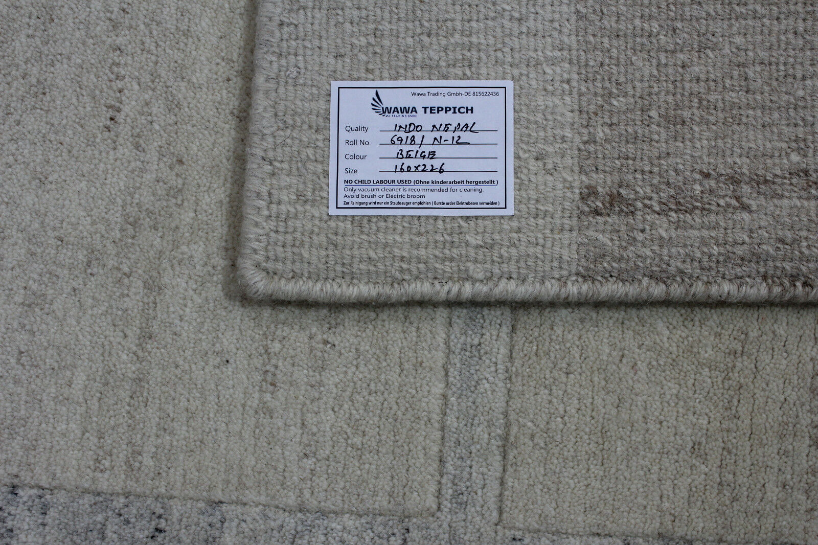 Nepal Teppich Handgeknüpft Braun Beige 100% Wolle Orientteppich 160x226 cm N12