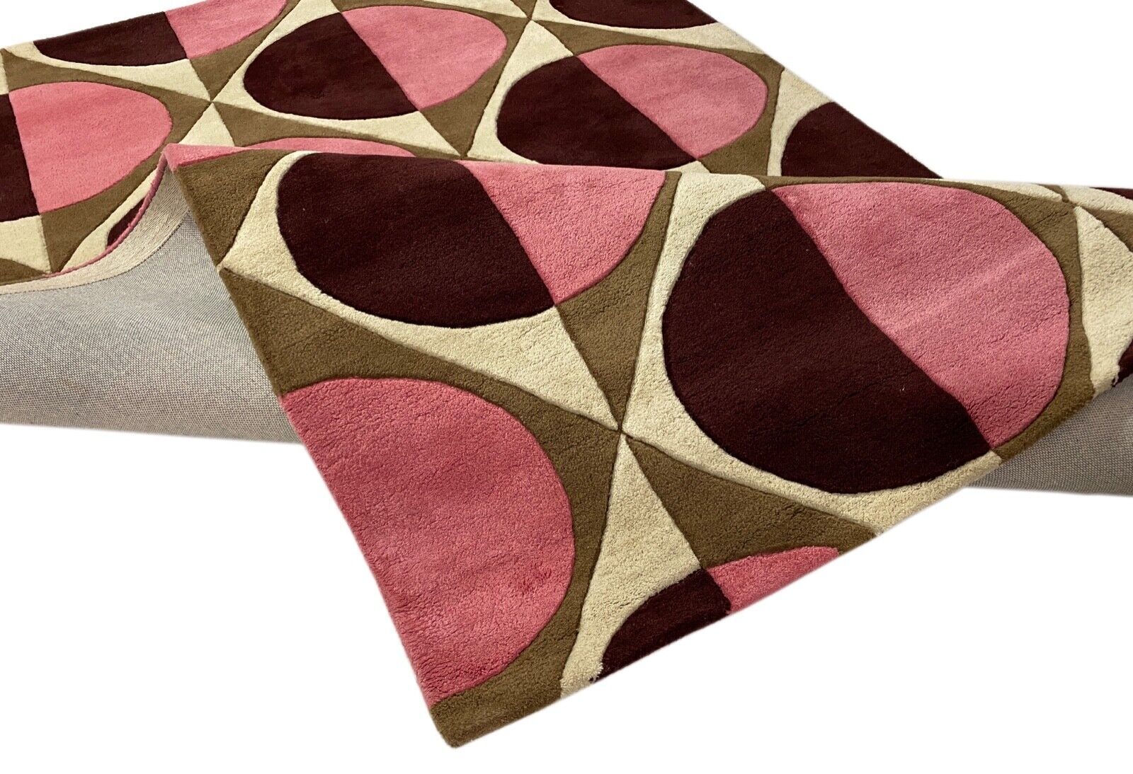 Orientteppich Rosa Schwarz Beige 100% Wolle Teppich Handgetuftet 150X240 CM D129