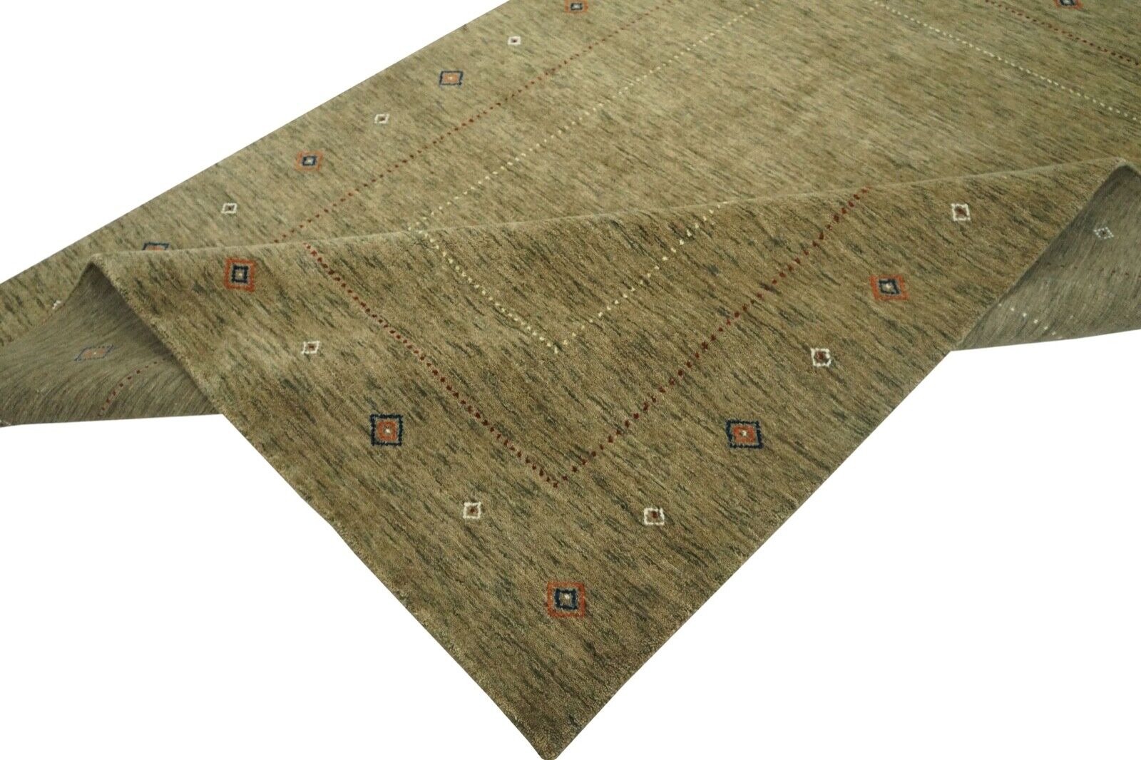 Gabbeh Teppich Dunkel Beige 100% Wolle 175x240 cm Handgewebt Orient Lr655