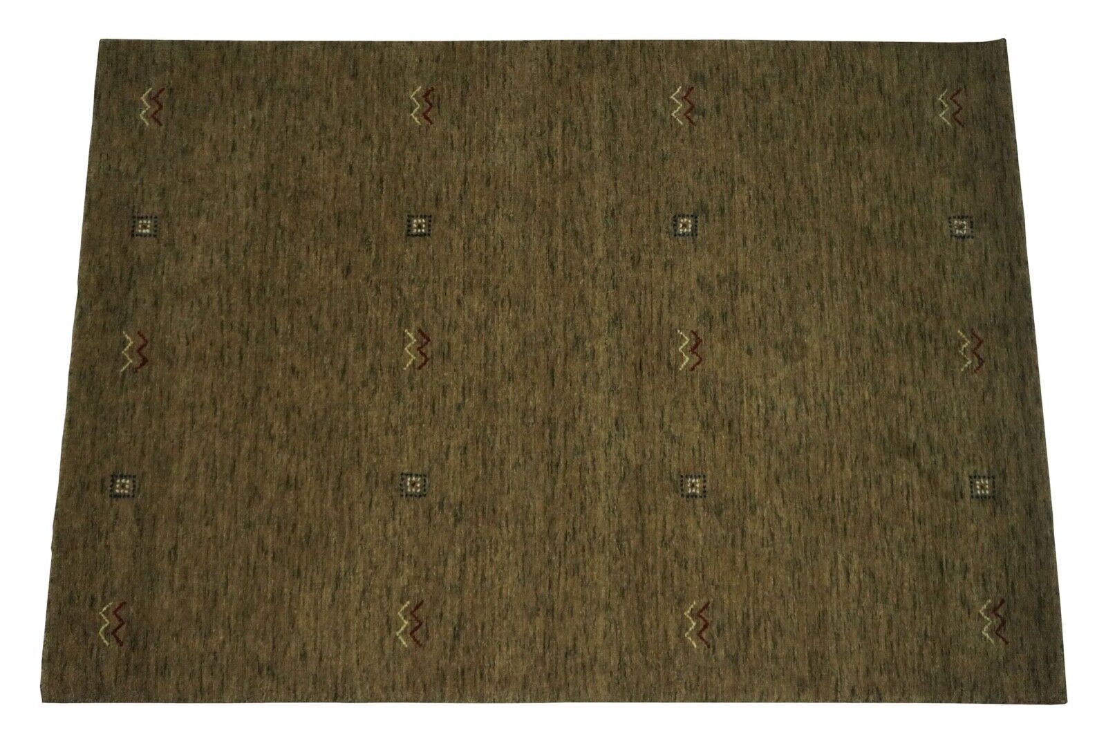 Gabbeh Teppich Dunkel Beige 100% Wolle 140x200 cm Orientteppich Handgewebt Lr688