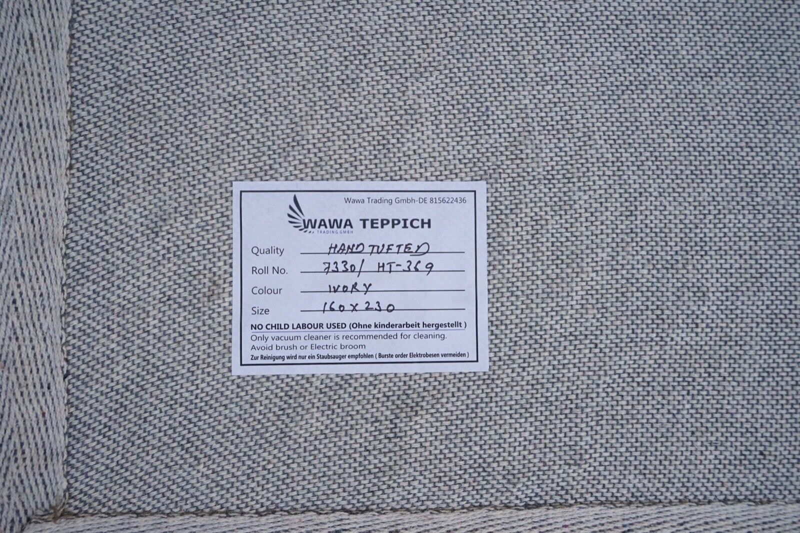 Beige Elfenbein 160X230 cm Teppich 100% Wolle Orientteppich Handgetuftet HT369