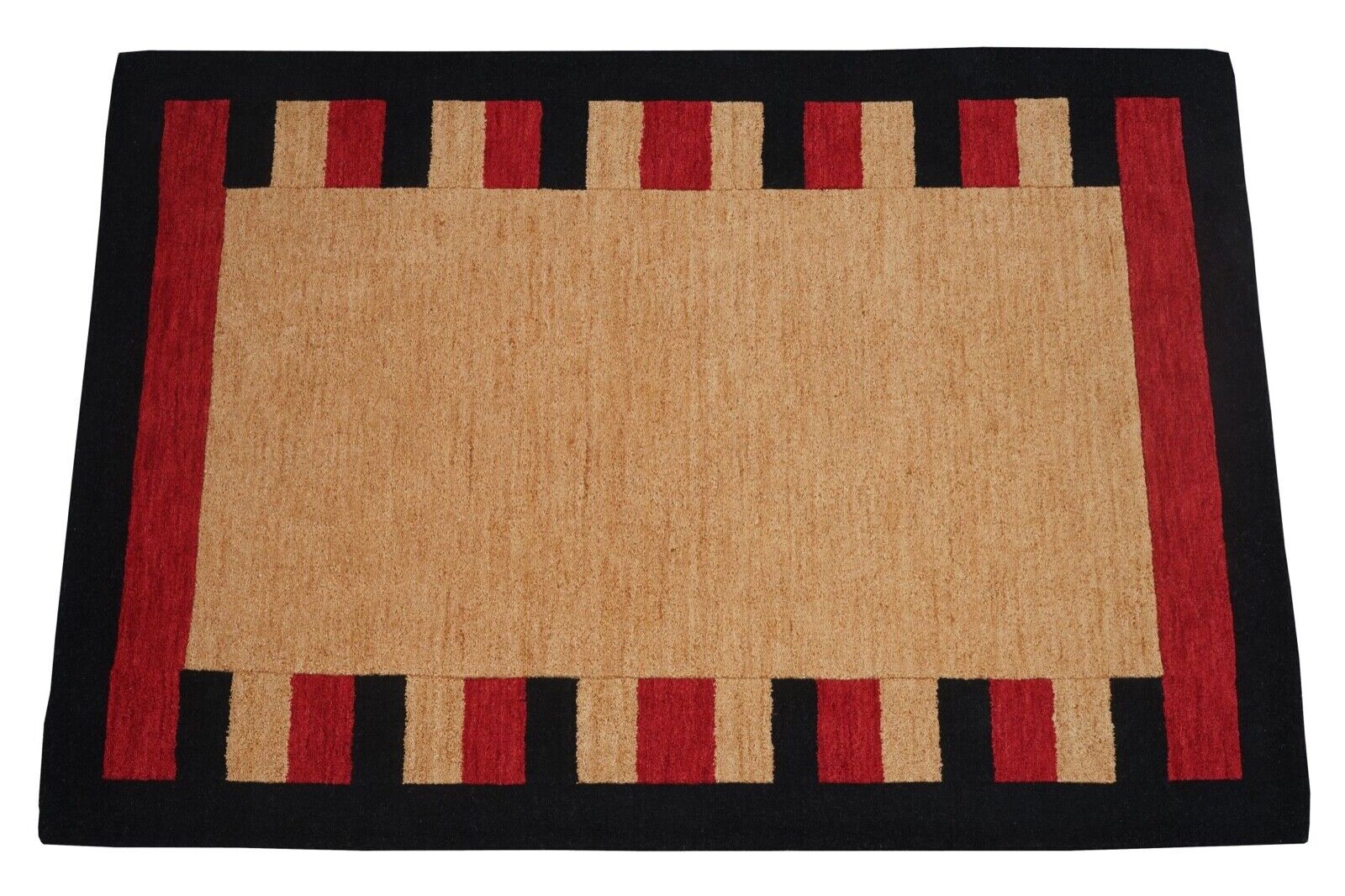 Rot Gold Beige 140X200 cm Teppich 100% Wolle Orientteppich Handgetuftet HT594