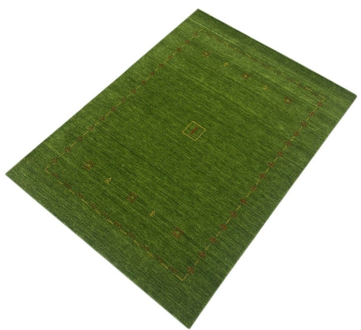 Grün Gabbeh Teppich 100% Wolle 170x240 cm Wohnzimmer Orient Handgewebt W4