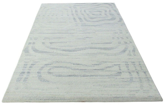 Nepal Teppich Handgeknüpft Grau Beige 100% Wolle Orientteppich 160x230 cm N-64