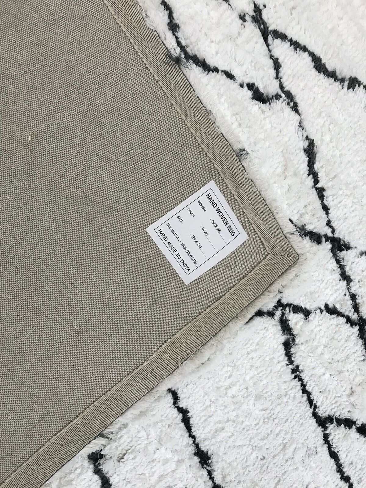 Beige norsunluunvärinen ja valkoinen itämainen matto, 170 x 240 cm, käsintehty, 100 % polyesteriä