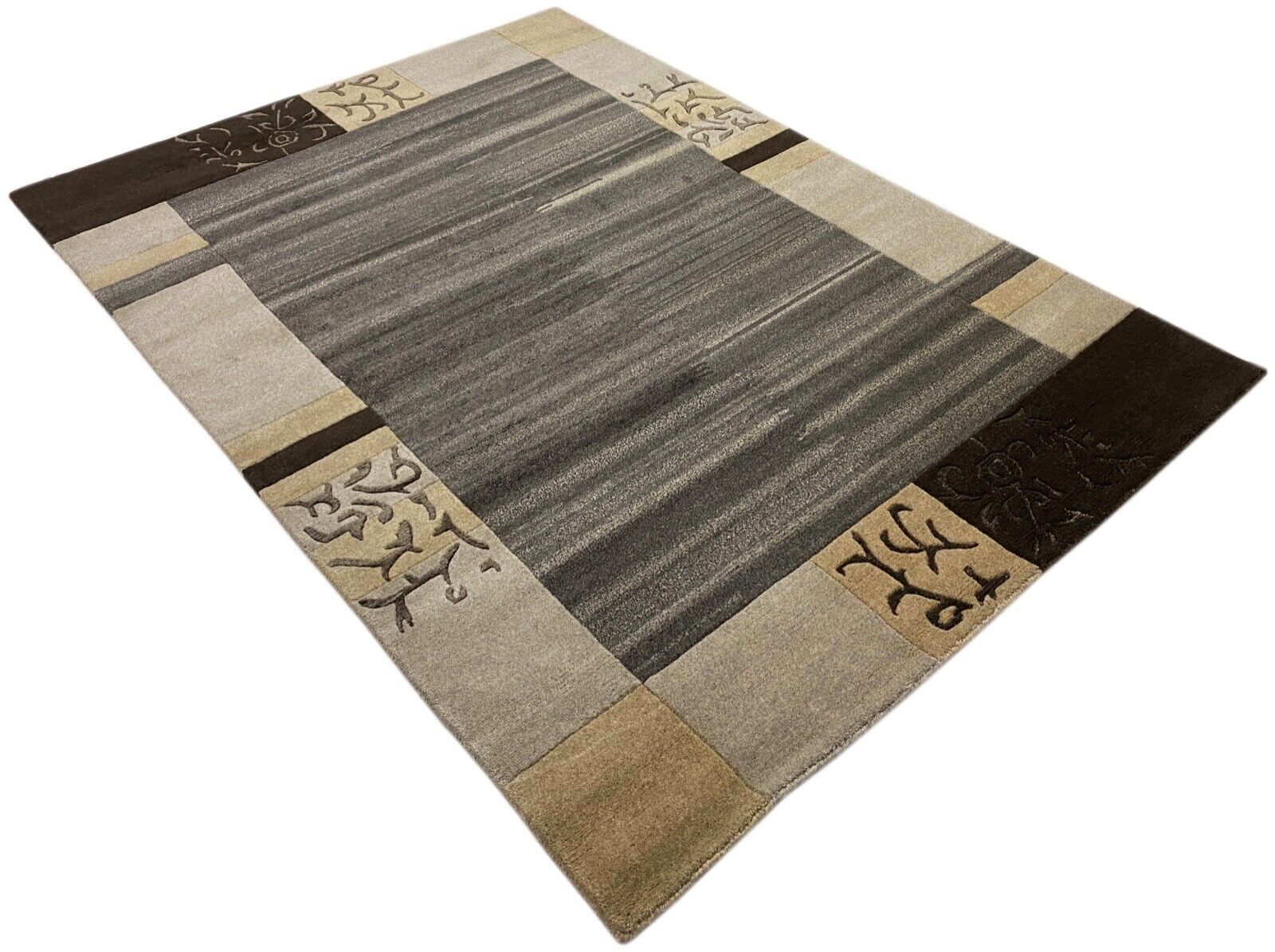 Teppich Handgeknüpft Indo Nepal Naturfarben Grau Beige Braun 120X185 cm Wolle