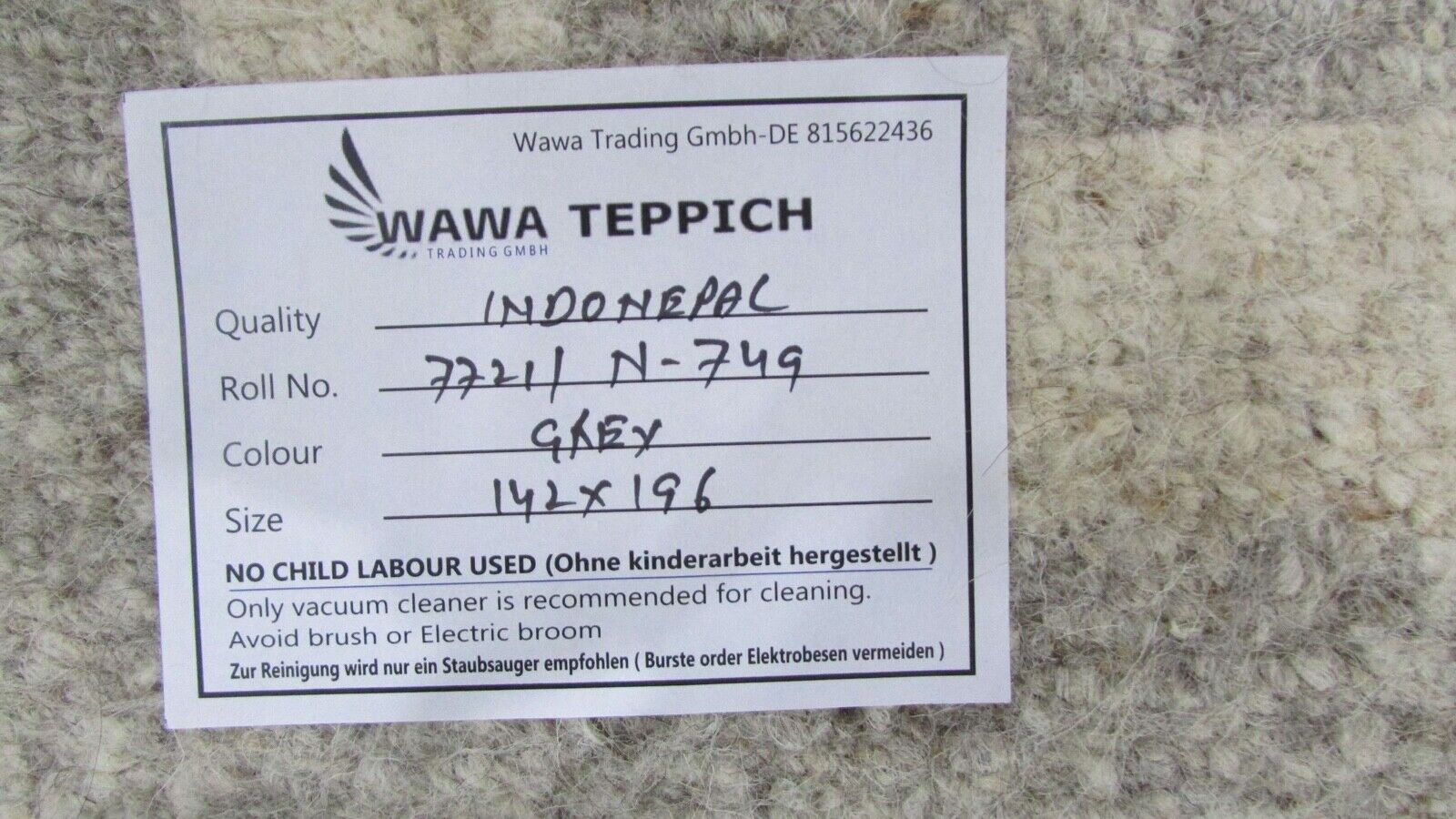 Grau Teppich Indo Nepal Handgeknüpft 100% Wolle 140X200 cm Orienttepich N749