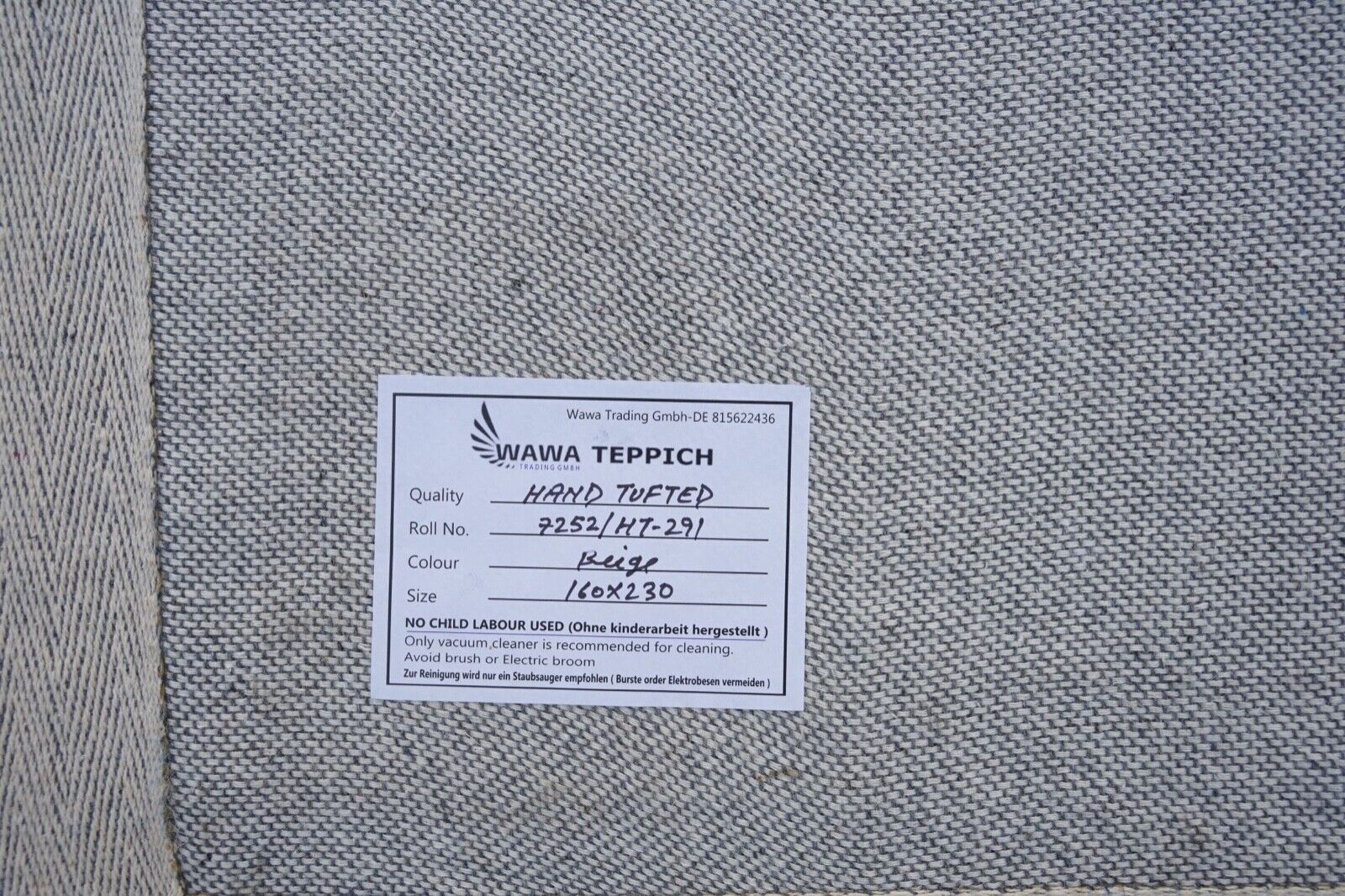 Teppich 100% Wolle Beige Braun 160X230 cm Natürliche Wolle Handgetuftet HT291u