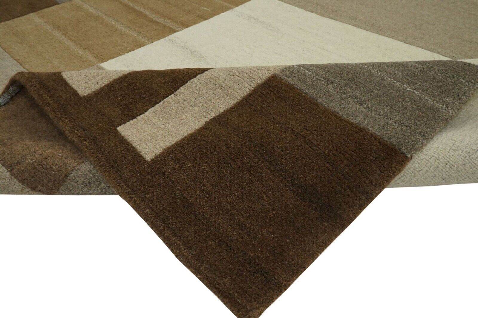 Nepal Teppich Handgeknüpft 100% Wolle Braun Beige Grau Orient 200X295 cm N771