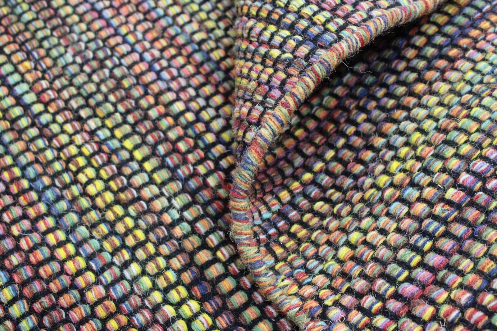 Wohnzimmer 100% wolle Teppich Flachgewebe Bunt Orange Gold 120x180 cm Kilim