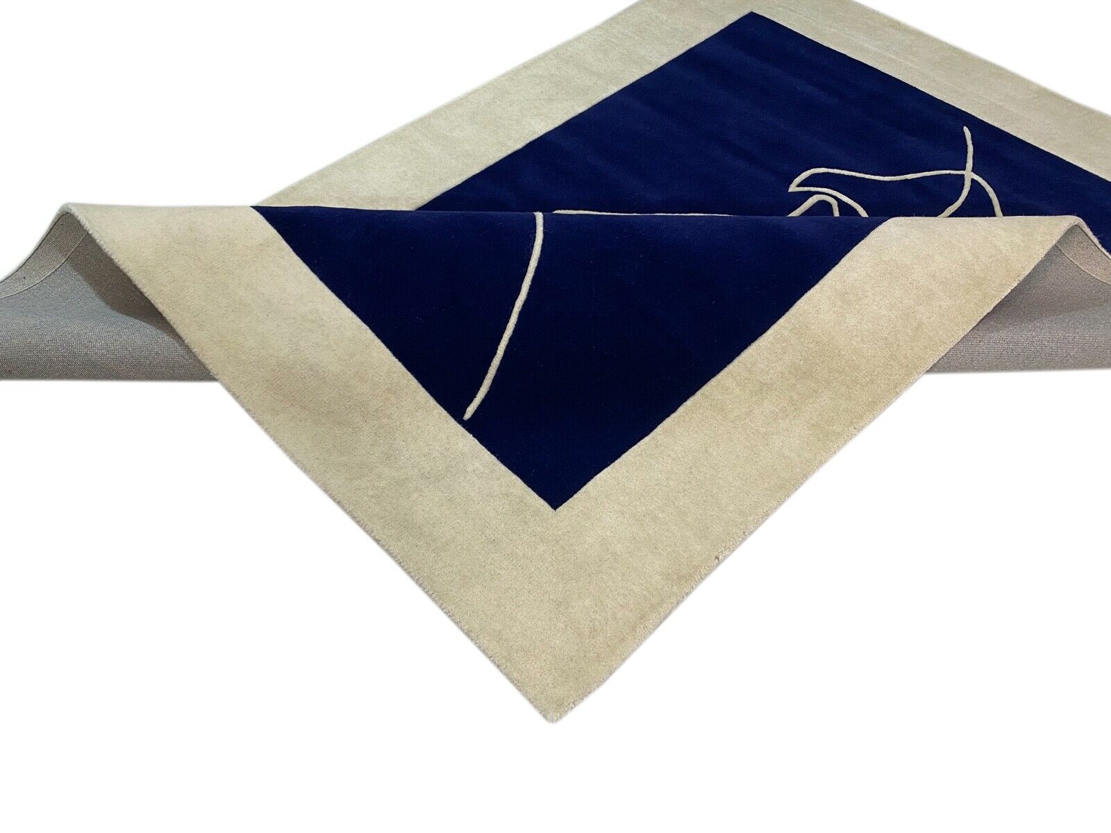 Blau Beige Teppich 170X240 CM 100% Wolle Handarbeit  Orientteppich