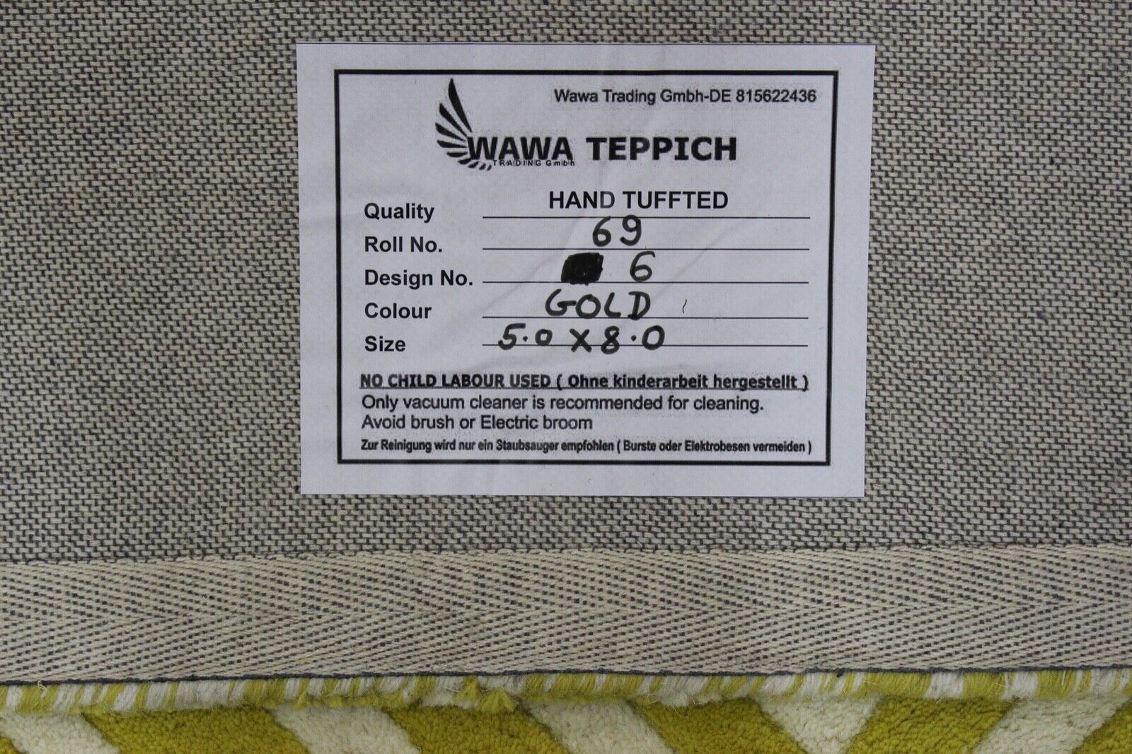 Alfombra oriental, beige dorado, 100 % lana, tufting a mano, 150 x 240 cm, R69