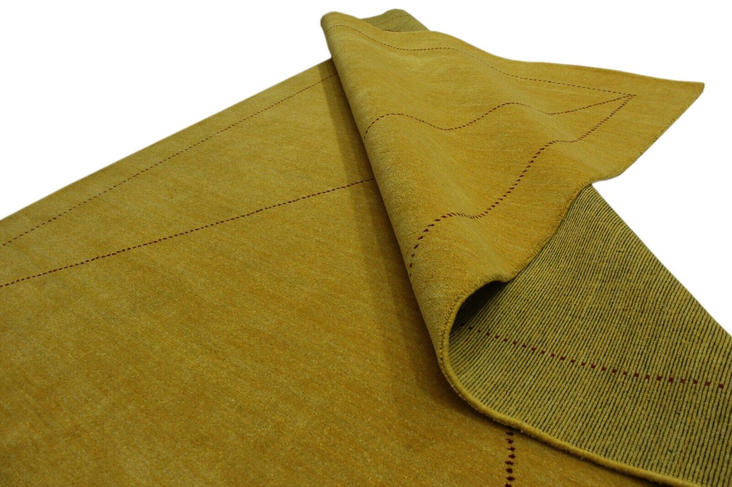 Gold Teppich 200x300 cm Gabbeh 100% Wolle Handgewebt Lori Buff Gelb G630