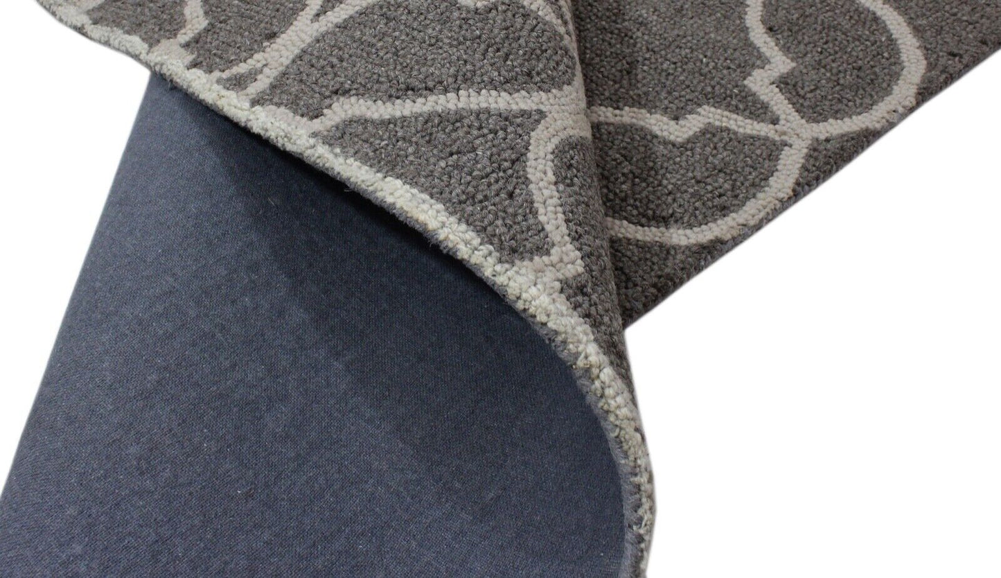 Teppich 100% Wolle Anthrazit Grau Beige Handarbeit Orientteppich 150X240 CM