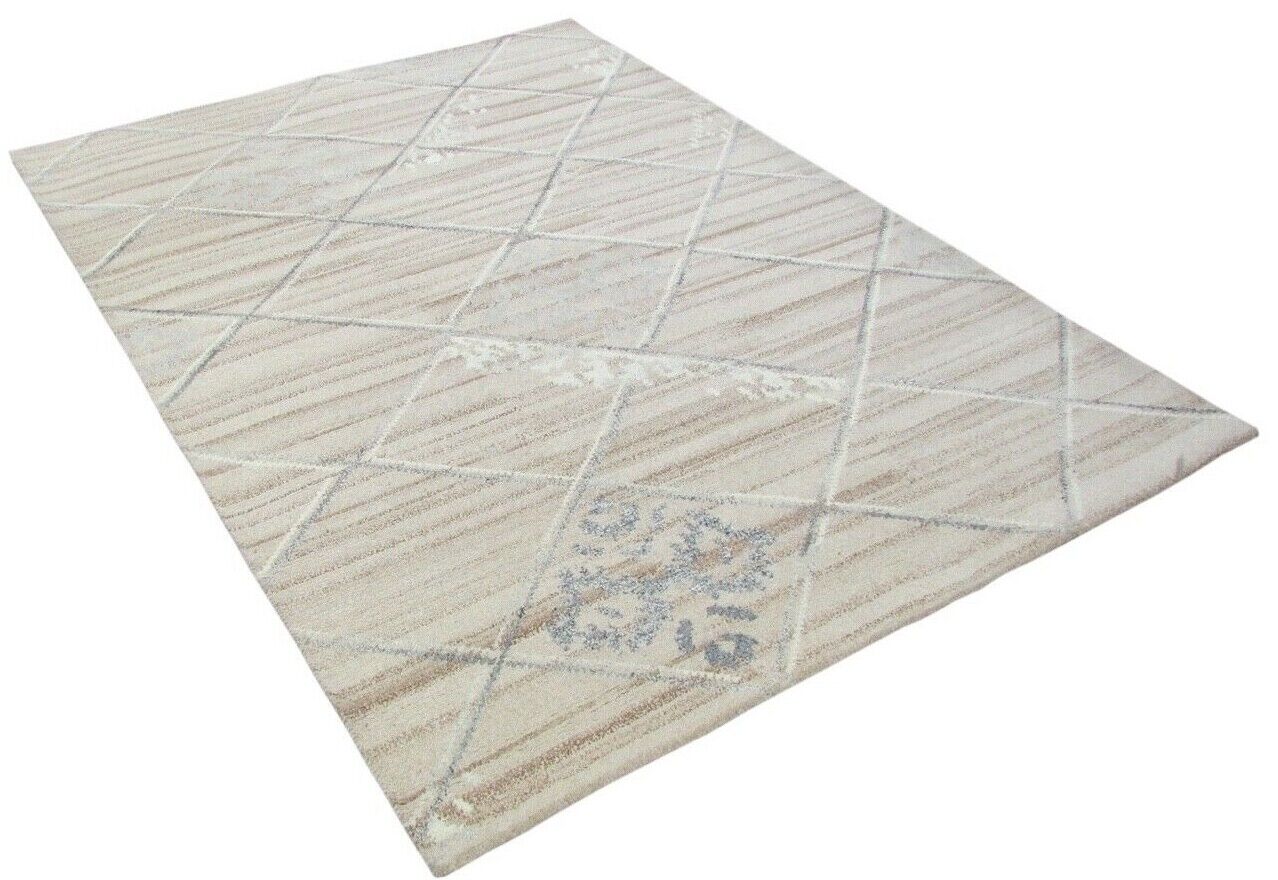 Nepal Teppich Handgeknüpft Beige Braun 100% Wolle Orientteppich 165x227 cm N-39