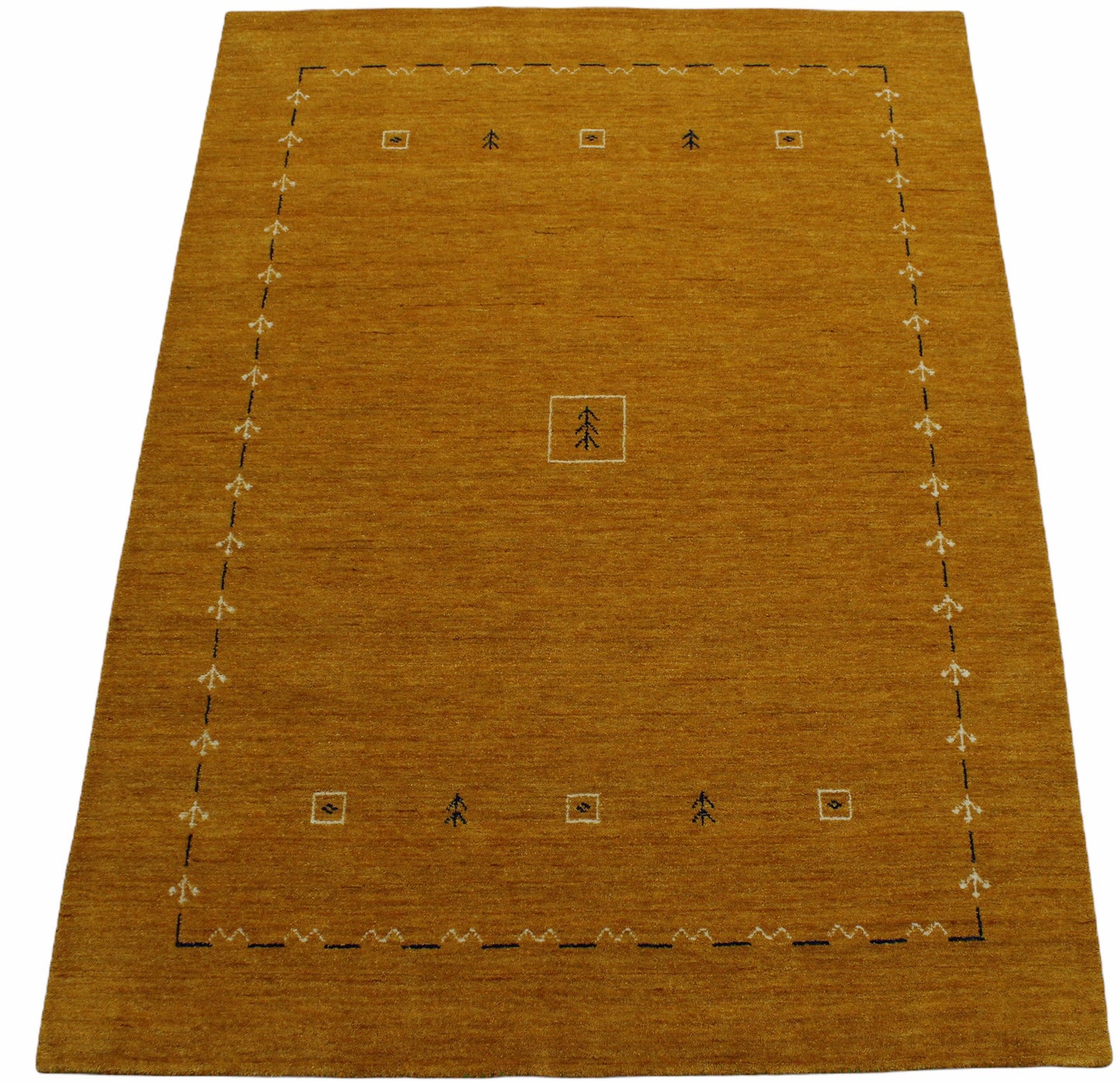 Wohnzimmer Gold Gabbeh Teppich 100% Wolle 170x240 cm Orient Handgewebt W2