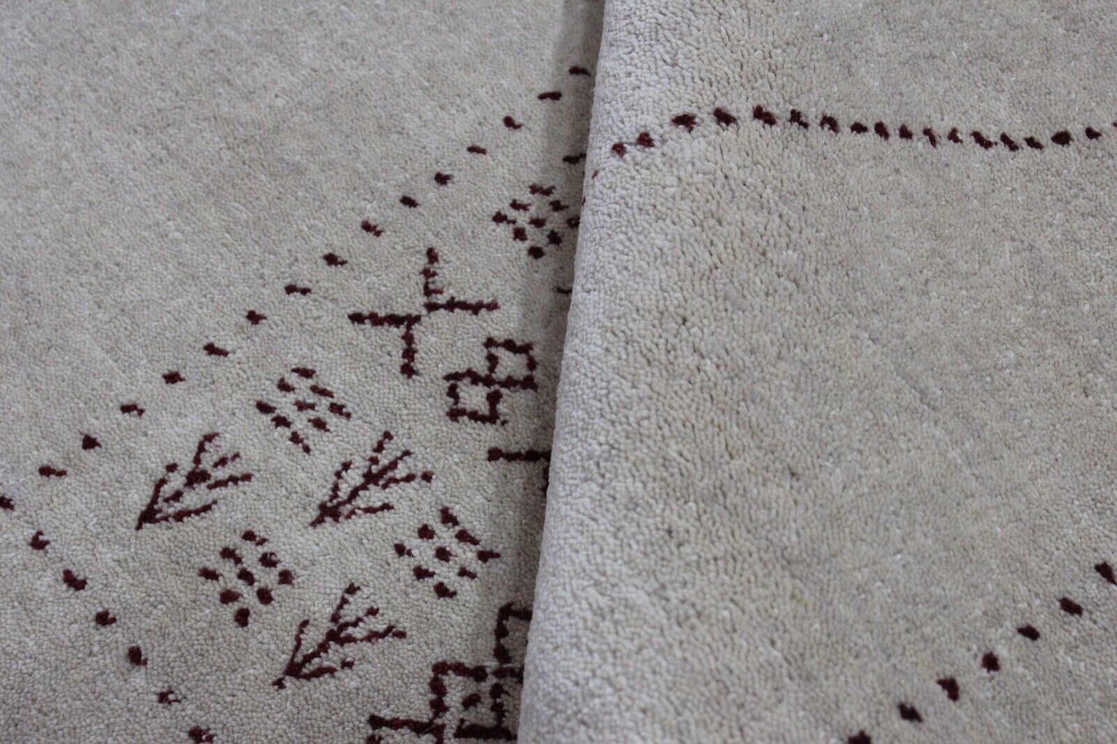 Gabbeh Teppich Beige 100% Wolle 170x240 cm Handgewebt Orientteppich R708