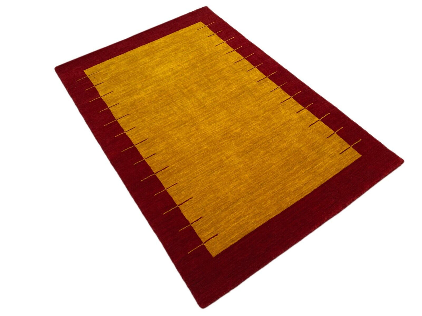 Gold Rot Teppich 100% Wolle Gabbeh 120x180 cm Handgewebt Home Deko WR149