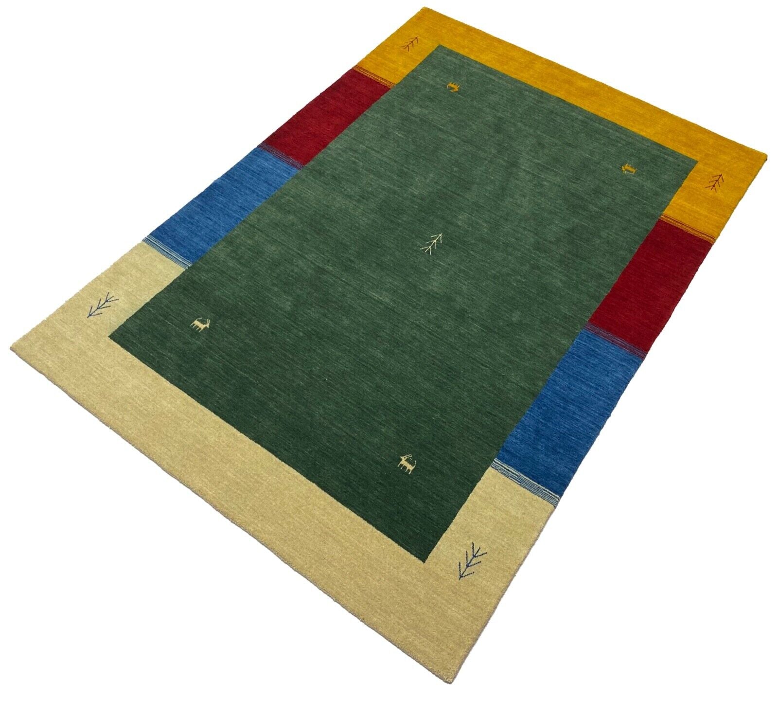 Orientteppich Gabbeh Grün Loom Teppich Handgefertigt 100% Wolle 200X300 CM