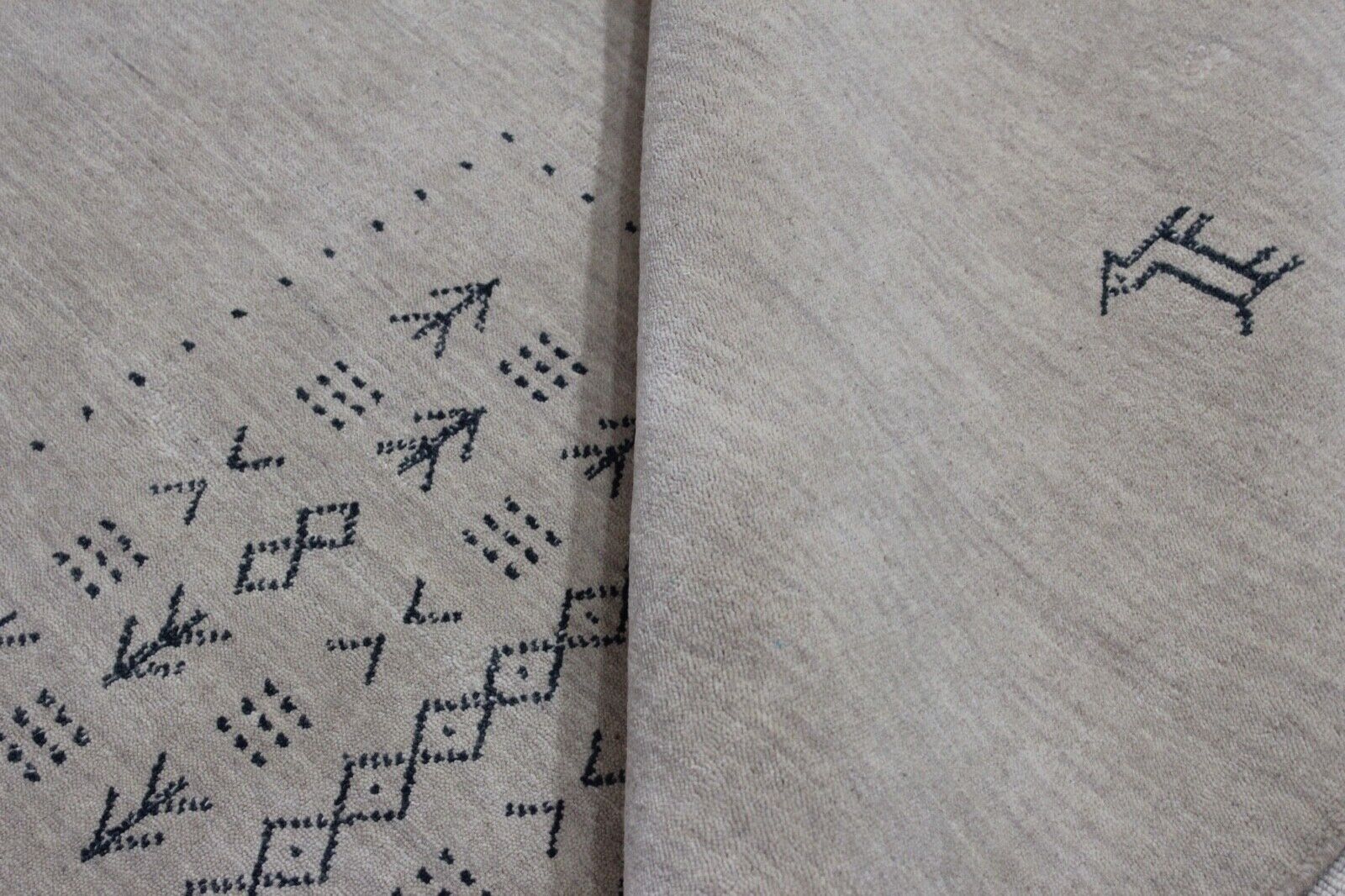 Gabbeh Teppich Beige 100% Wolle 170x240 cm Handgewebt Orientteppich R269