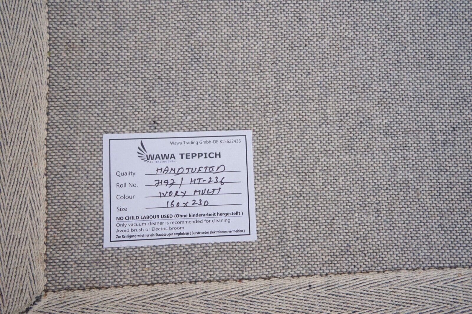 Teppich 100% Wolle Braun Beige 160X230 cm Orientteppich Handgetuftet HT236