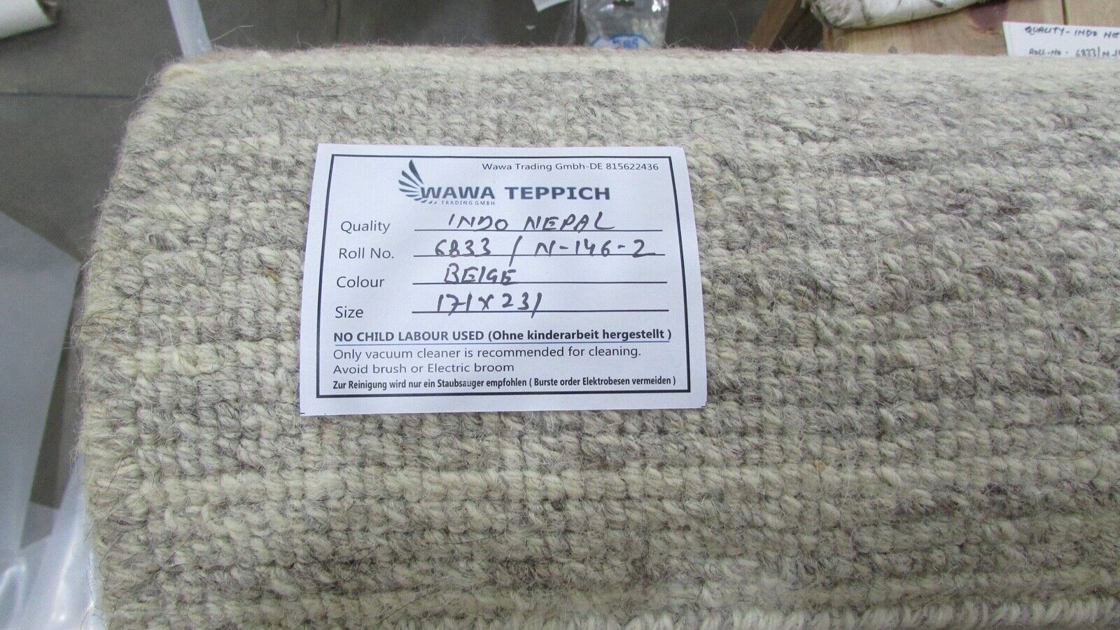 Nepal Teppich Handgeknüpft Beige 100% Wolle Orientteppich Braun 170X235 cm N-146