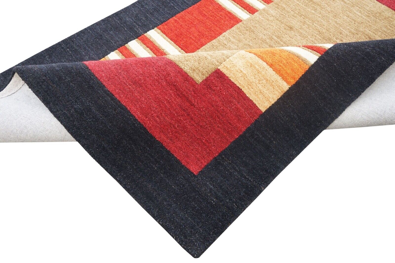 Rosa Beige Schwarz 140X200 cm Teppich 100% Wolle Orient Handgetuftet HT630