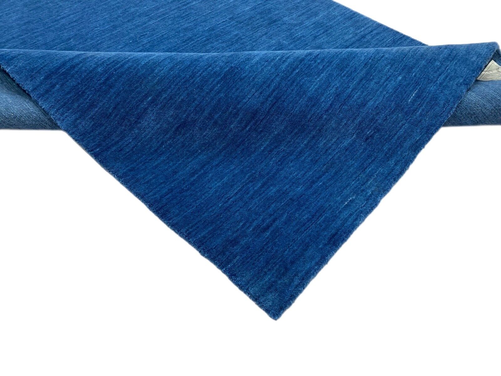 Blau Teppich 100% Wolle Gabbeh 120x180 cm Handgewebt einfarbig gefärbt G64