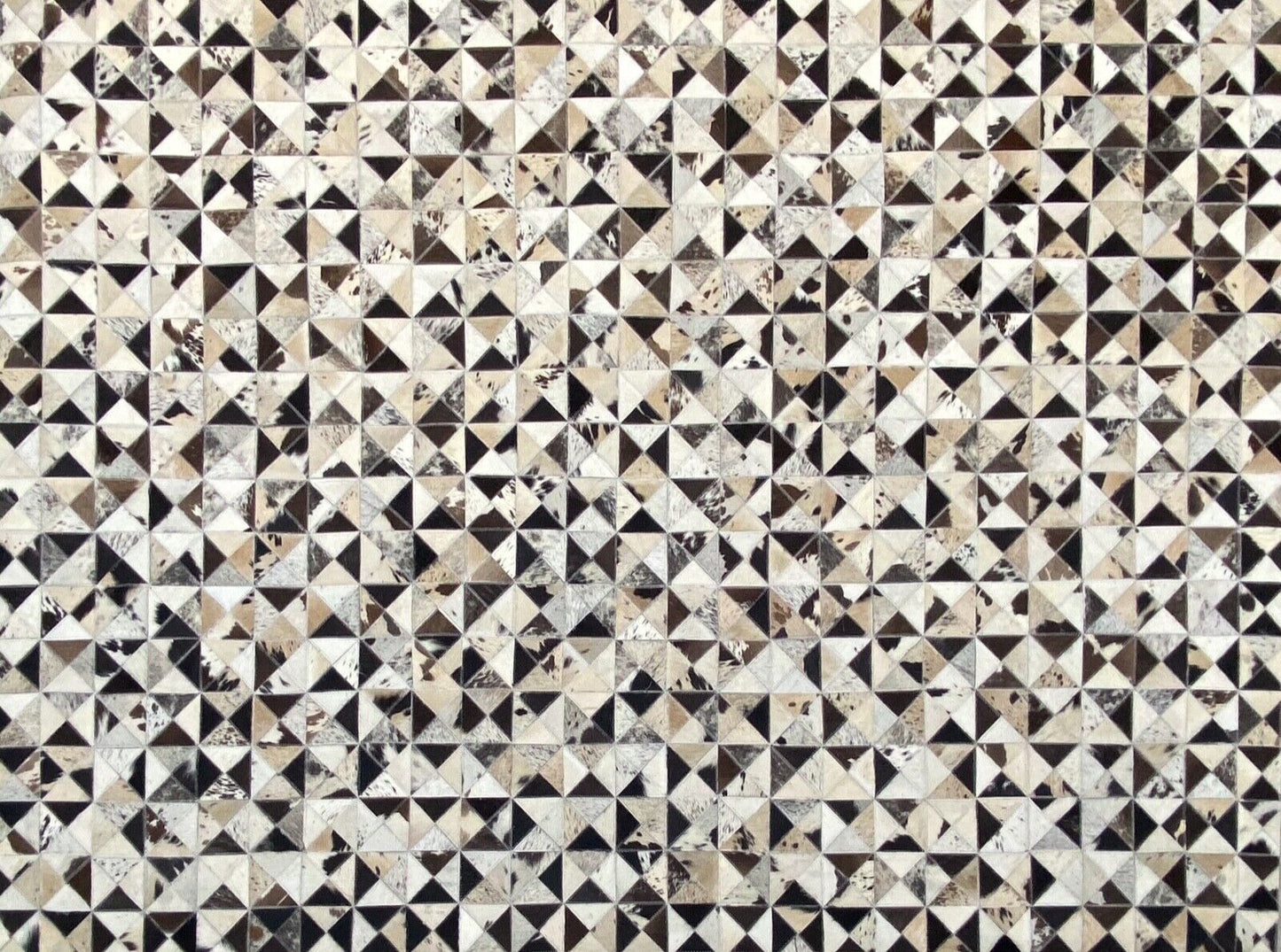 Leder Teppich 160x230 cm 100% Kuhfell ivory Braun Beige Echtleder Patchwork L4