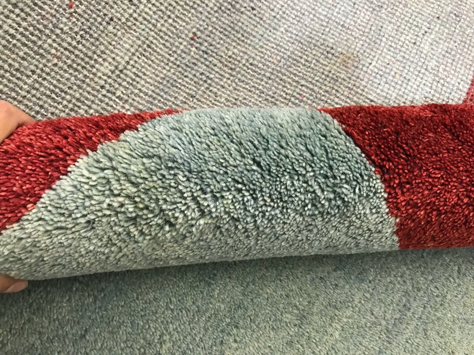 Gabbeh Teppich 120x180 cm Handgeknüpft 100% Wolle Hell Blau Rot Debbich