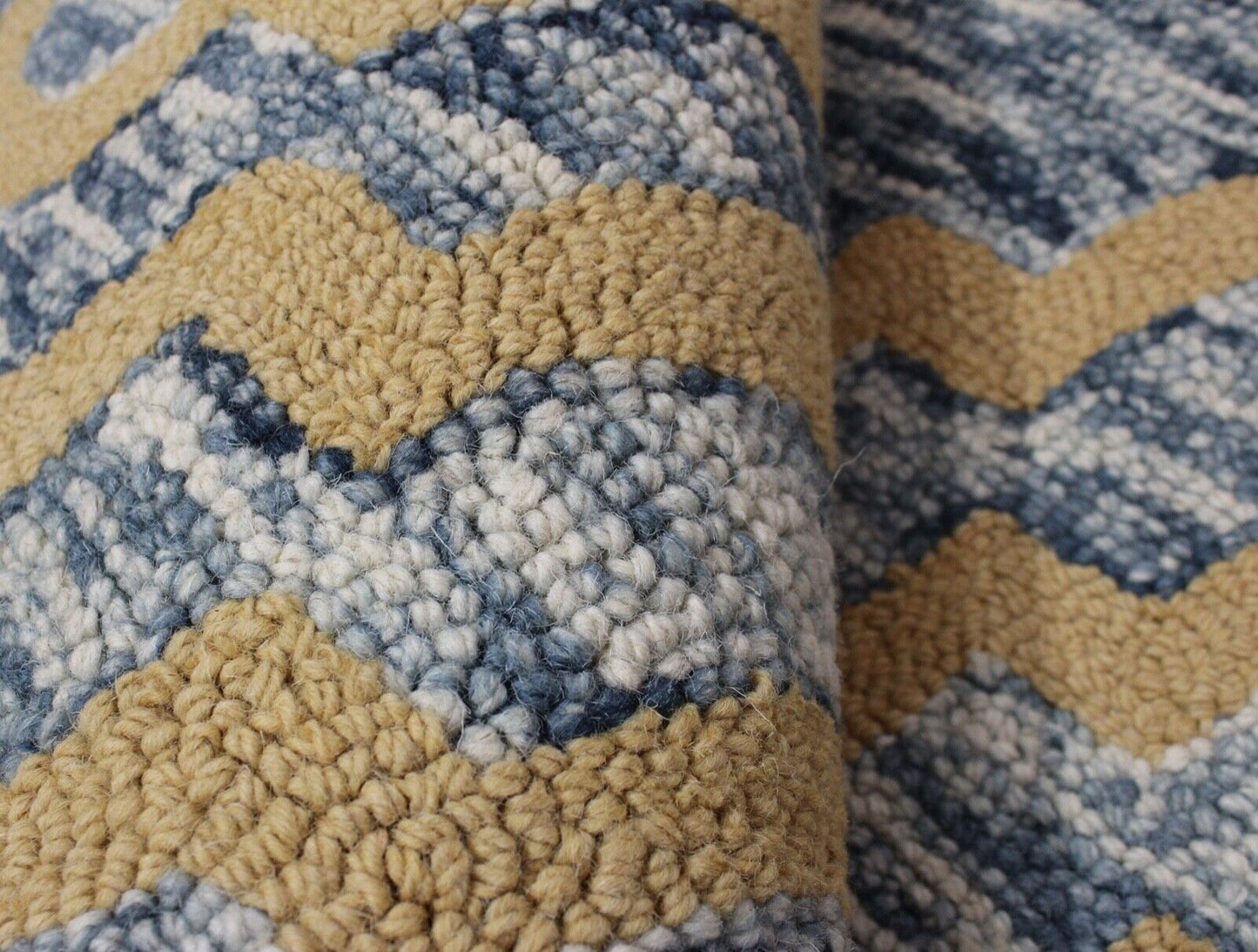 Teppich 100% Wolle Gelb Beige Blau Orientteppich 150X240 cm Handgetuftet MH930