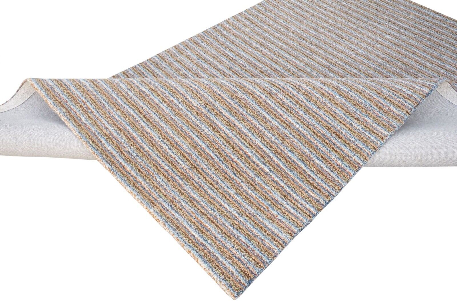 Teppich 100% Wolle Blau Braun 160X230 cm Orientteppich Handgetuftet HT298