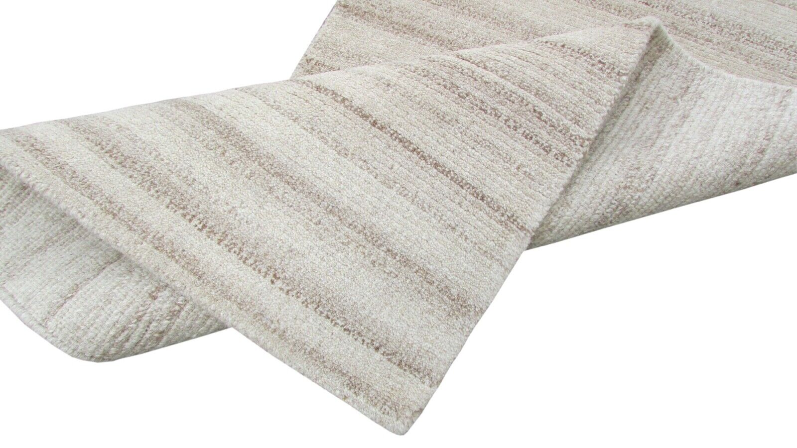 Nepal Teppich Handgeknüpft Grau Beige 100% Wolle Orientteppich 70x140 cm N-117