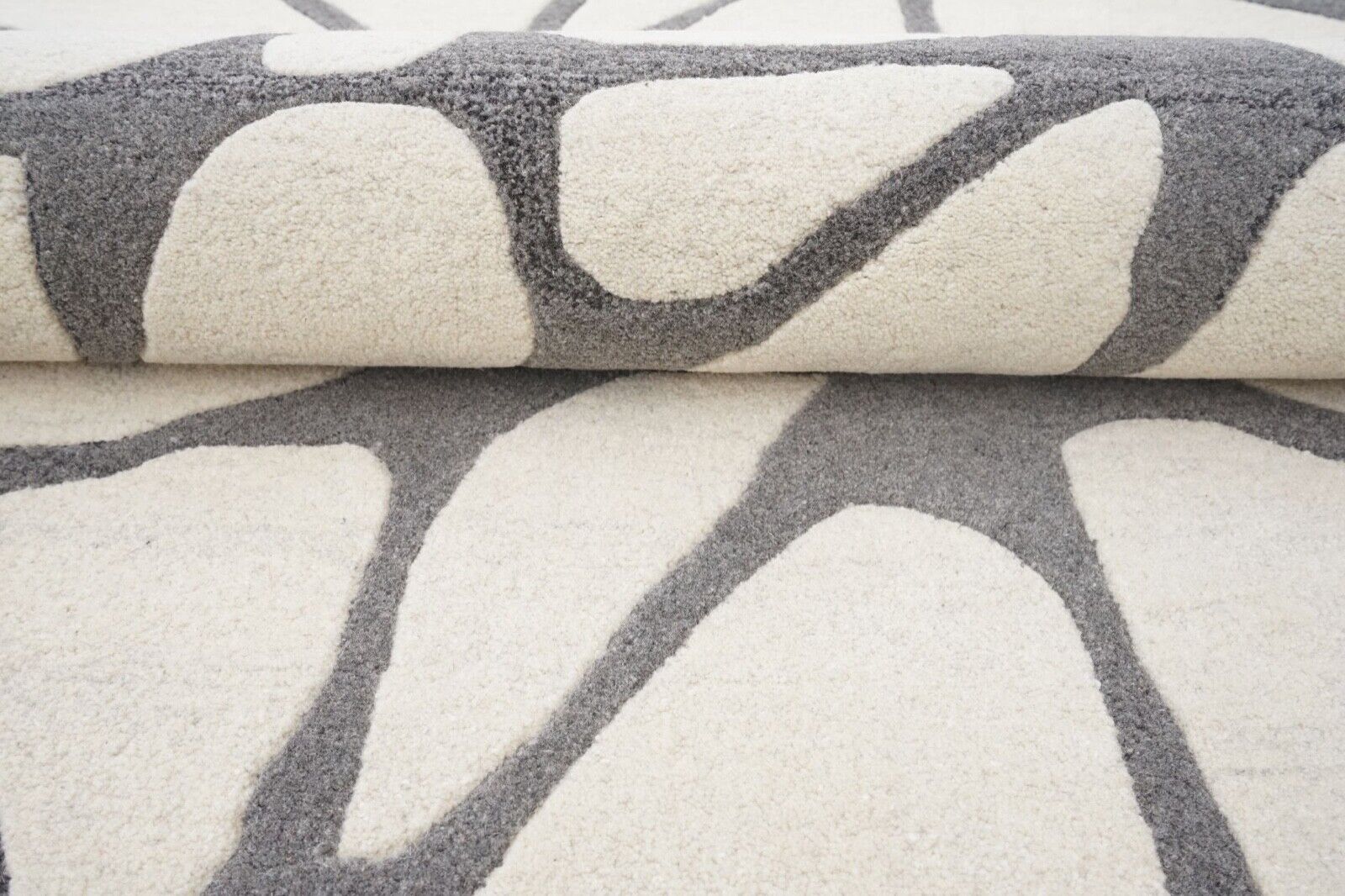 Beige Grau 160X230 cm Teppich 100% Wolle Orientteppich Handgetuftet HT379