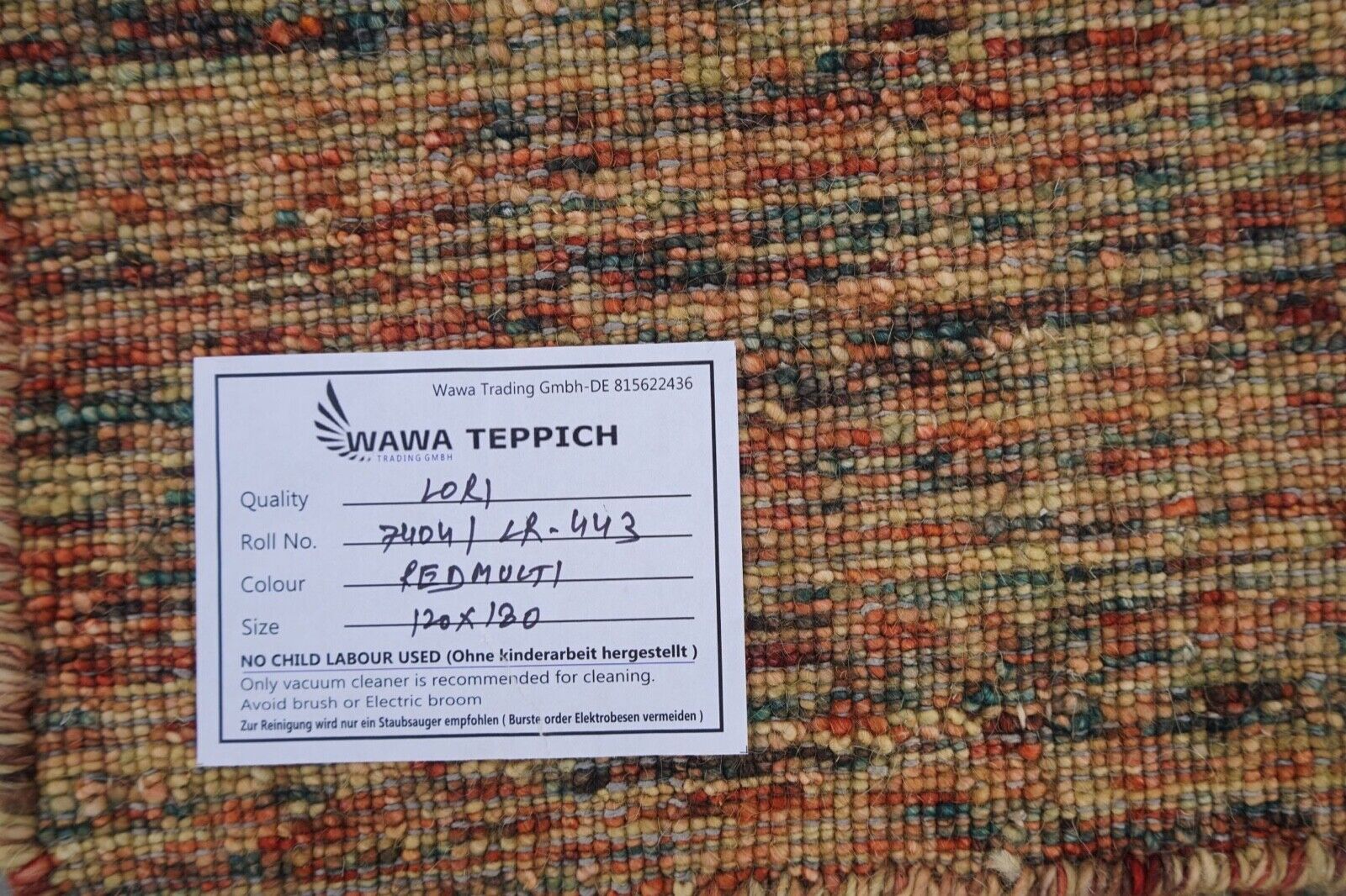 Rot Beige Orange Teppich 120x180 cm Handgewebt 100% Wolle Lori Buff Lr443