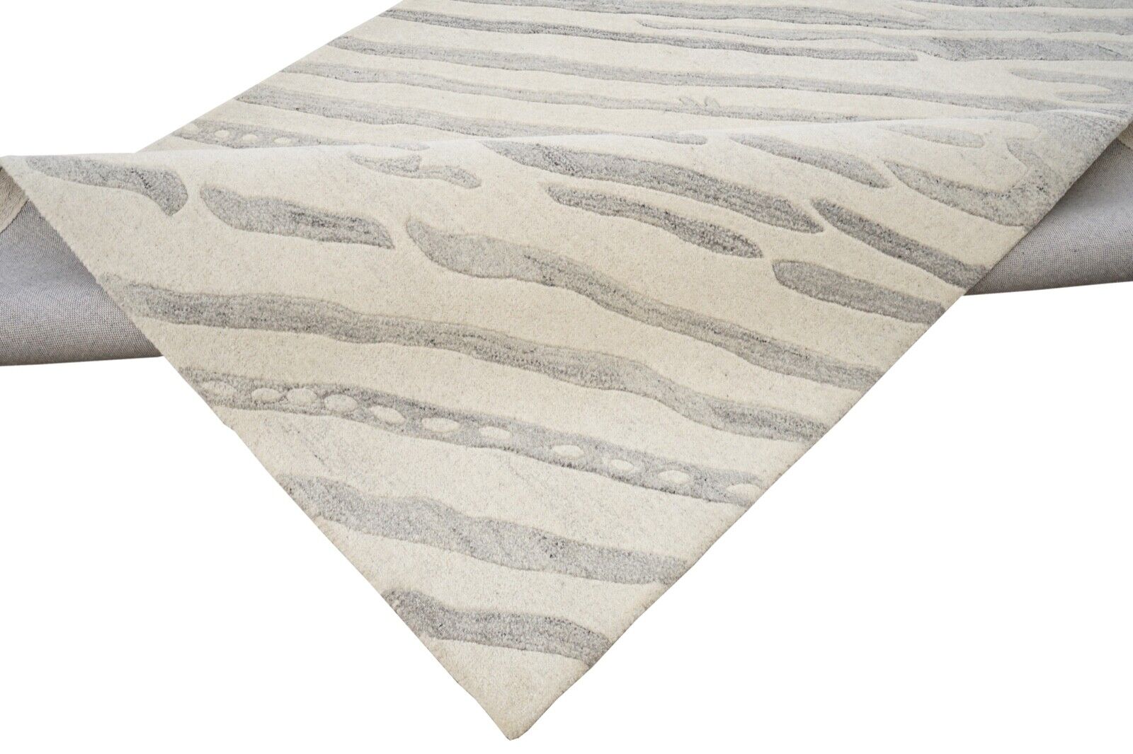Beige Teppich 100% Wolle 160X230 cm Orientteppich Handgetuftet HT332u